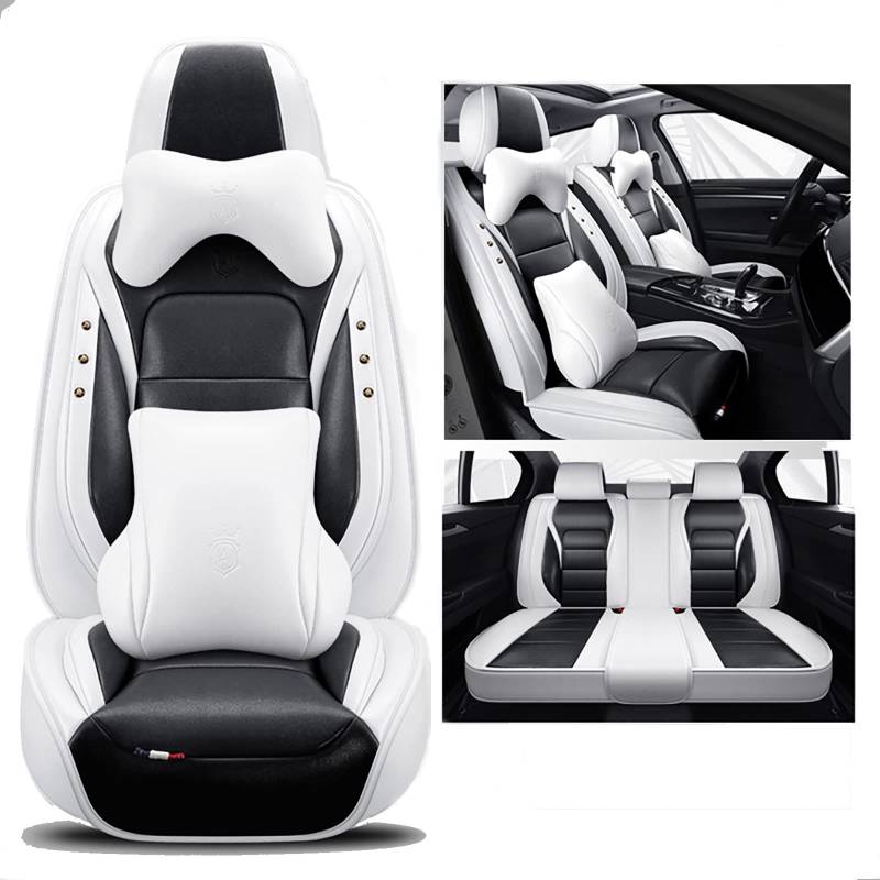 nenyan Autositzbezüge Komplett Set Universal | Schonbezüge für Audi A3 8P Q5 A6 C6 A4 A5 Sportback B7 Avant 8V C7 A1 B9 Audio Rs4 5 6 7 R8 S5 S6 S7 S8 Q3 | Auto Sitzbezüge Schwarz-Weiß-Luxus von nenyan