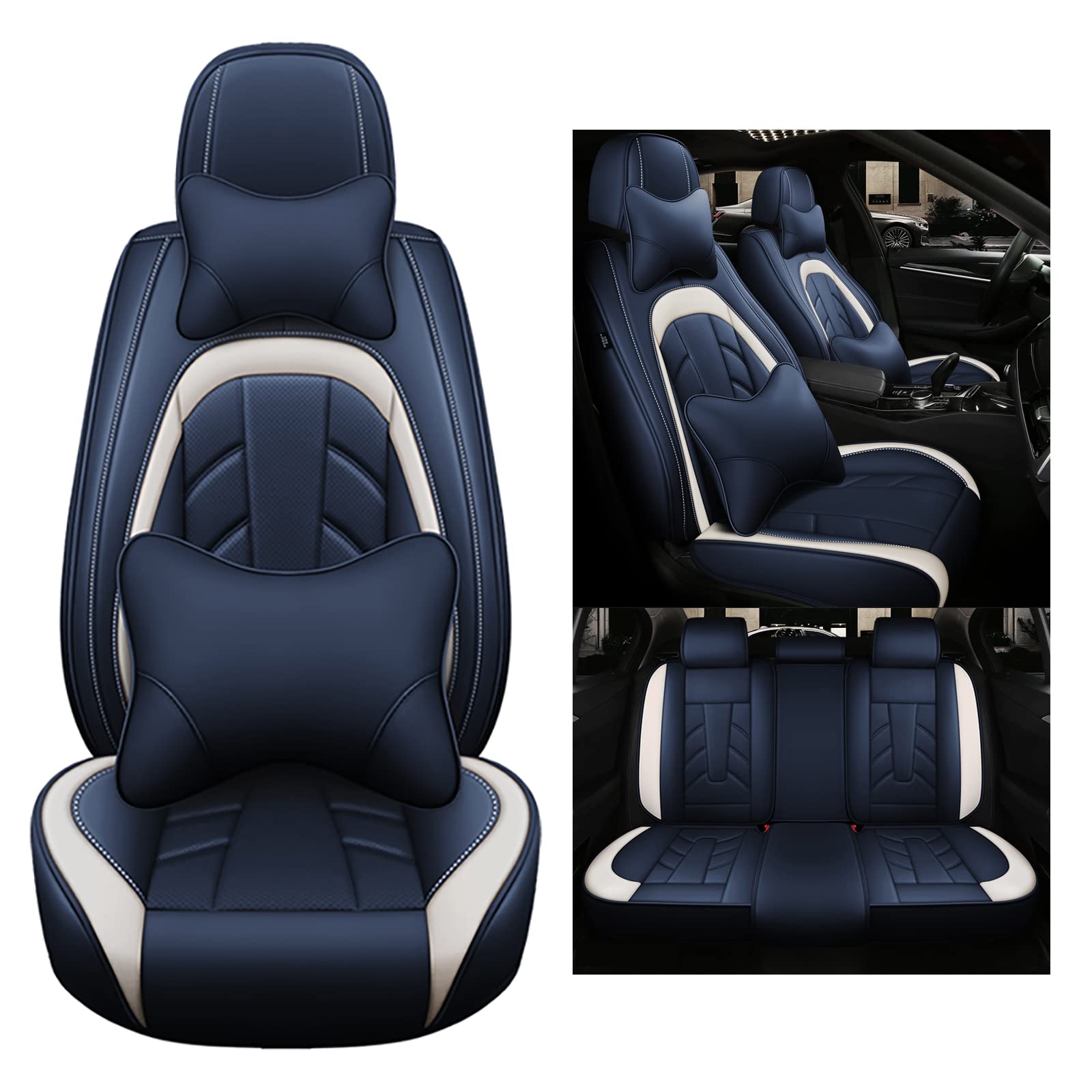 nenyan Autositzbezüge Komplett Set Universal | Schonbezüge für BMW X2 F39 / X2 M35i F39 | Auto Sitzbezüge Blau Luxus von nenyan