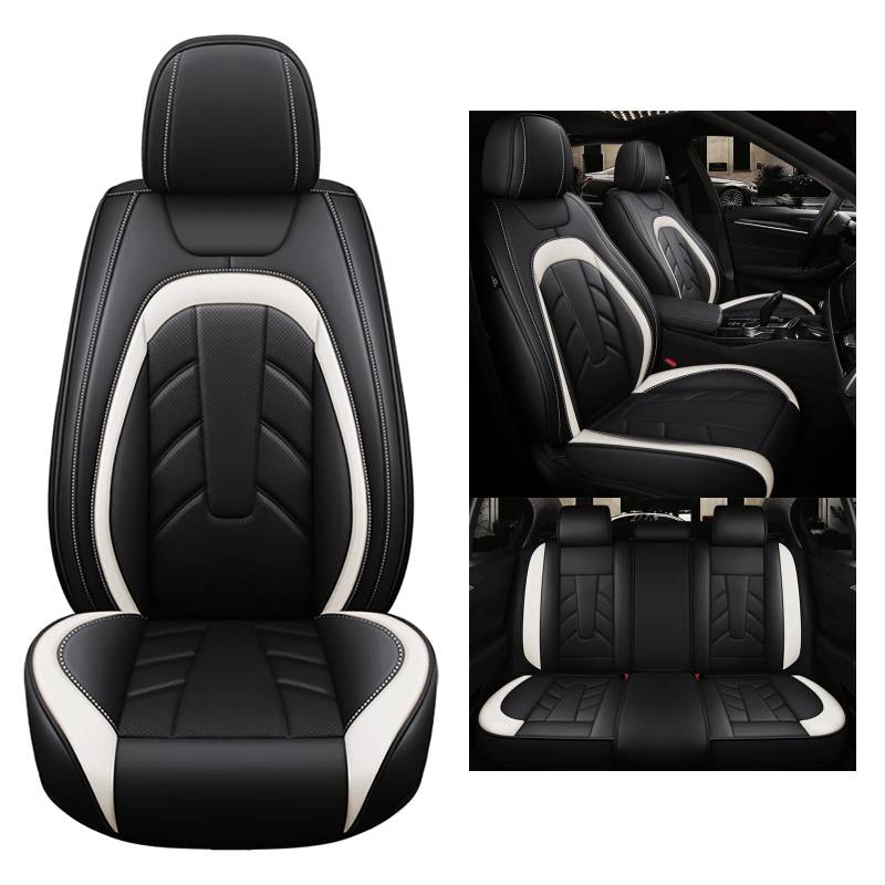 nenyan Autositzbezüge Komplett Set Universal | Schonbezüge für Volvo V60 V50 S60 S80 S40 Xc40 Xc60 Xc70 Xc90 V40 V70 V90 S60L S90 | Auto Sitzbezüge Schwarz Weiß Standard von nenyan