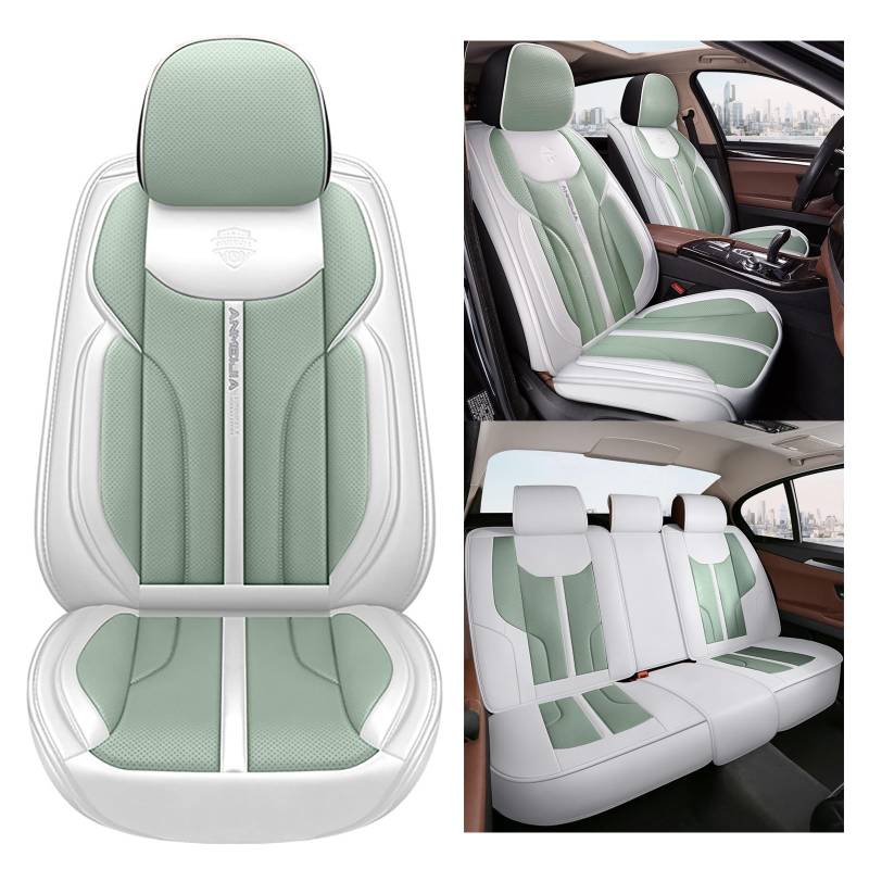 nenyan Autositzbezüge Komplett Set Universal in Premium Design | Schonbezüge für die Vordersitze & Rückbank | Auto Sitzbezüge Airbag Geeignet | Wasserdicht Sitzbezug - Hellgrün von nenyan