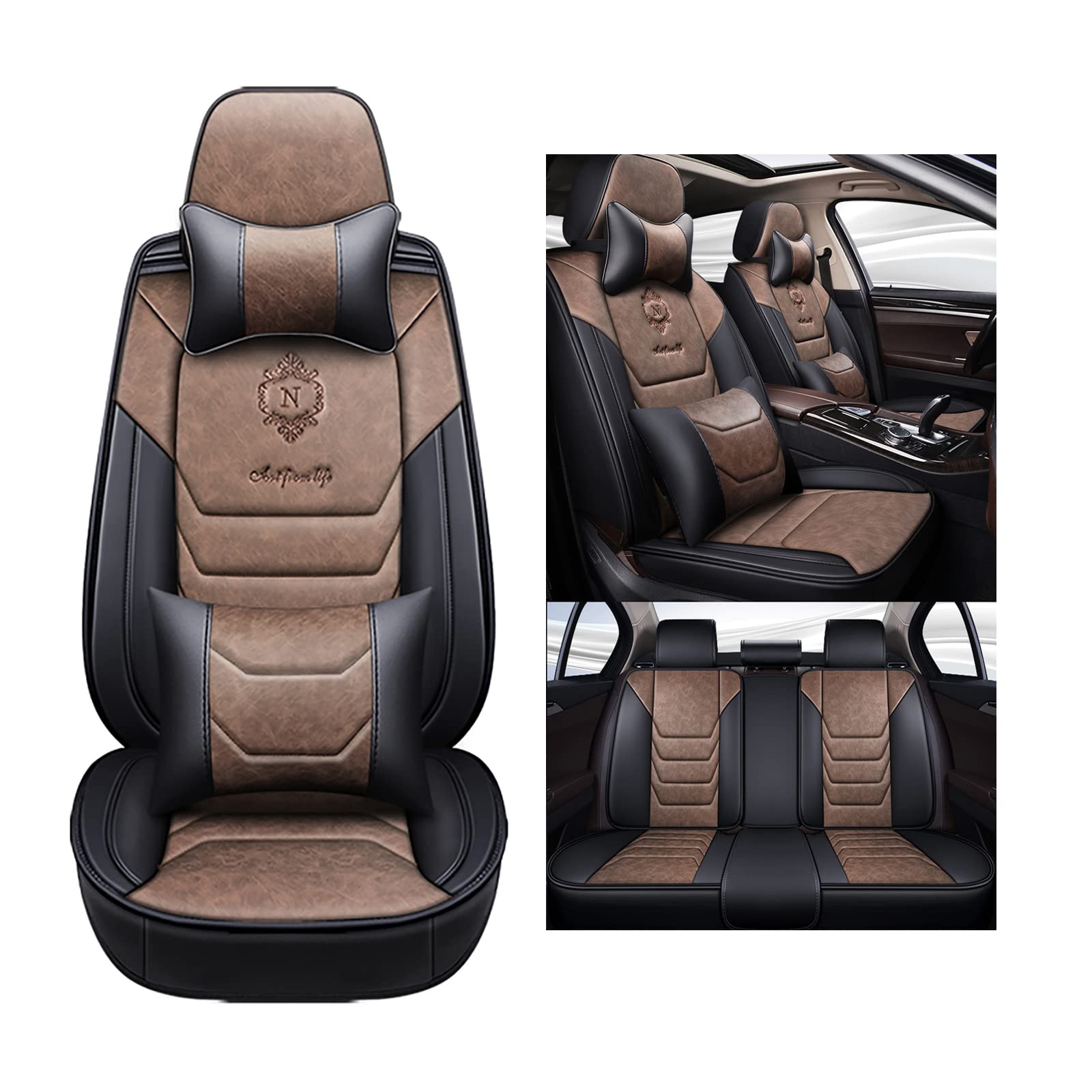 nenyan Autositzbezüge Komplett Set Universal in Premium Design | Schonbezüge für die Vordersitze & Rückbank | Auto Sitzbezüge Airbag Geeignet | Wasserdicht Sitzbezug - Kaffee Luxus nenyan Autositzbezüge Komplett Set Universal in Premium Design | Schonbezüge für die Vordersitze & Rückbank | Auto Sitzbezüge Airbag Geeignet | Wasserdicht Sitzbezug - Kaffee Luxus von nenyan
