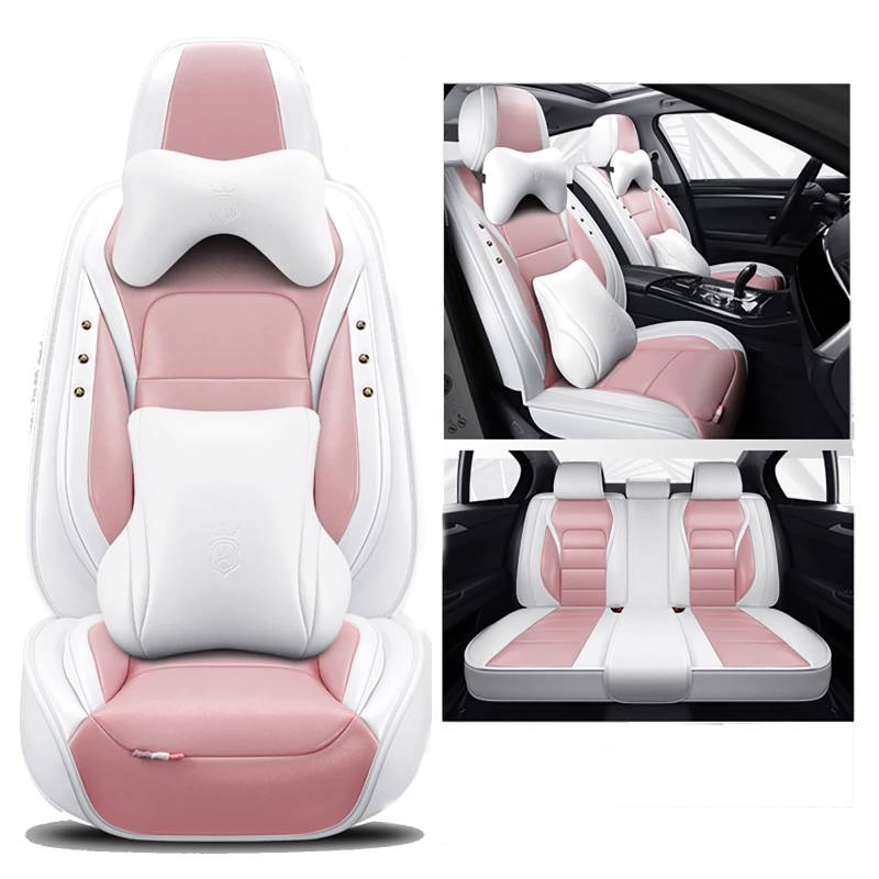 nenyan Autositzbezüge Komplett Set Universal in Premium Design | Schonbezüge für die Vordersitze & Rückbank | Auto Sitzbezüge Airbag Geeignet | Wasserdicht Sitzbezug - Rosa Luxus von nenyan
