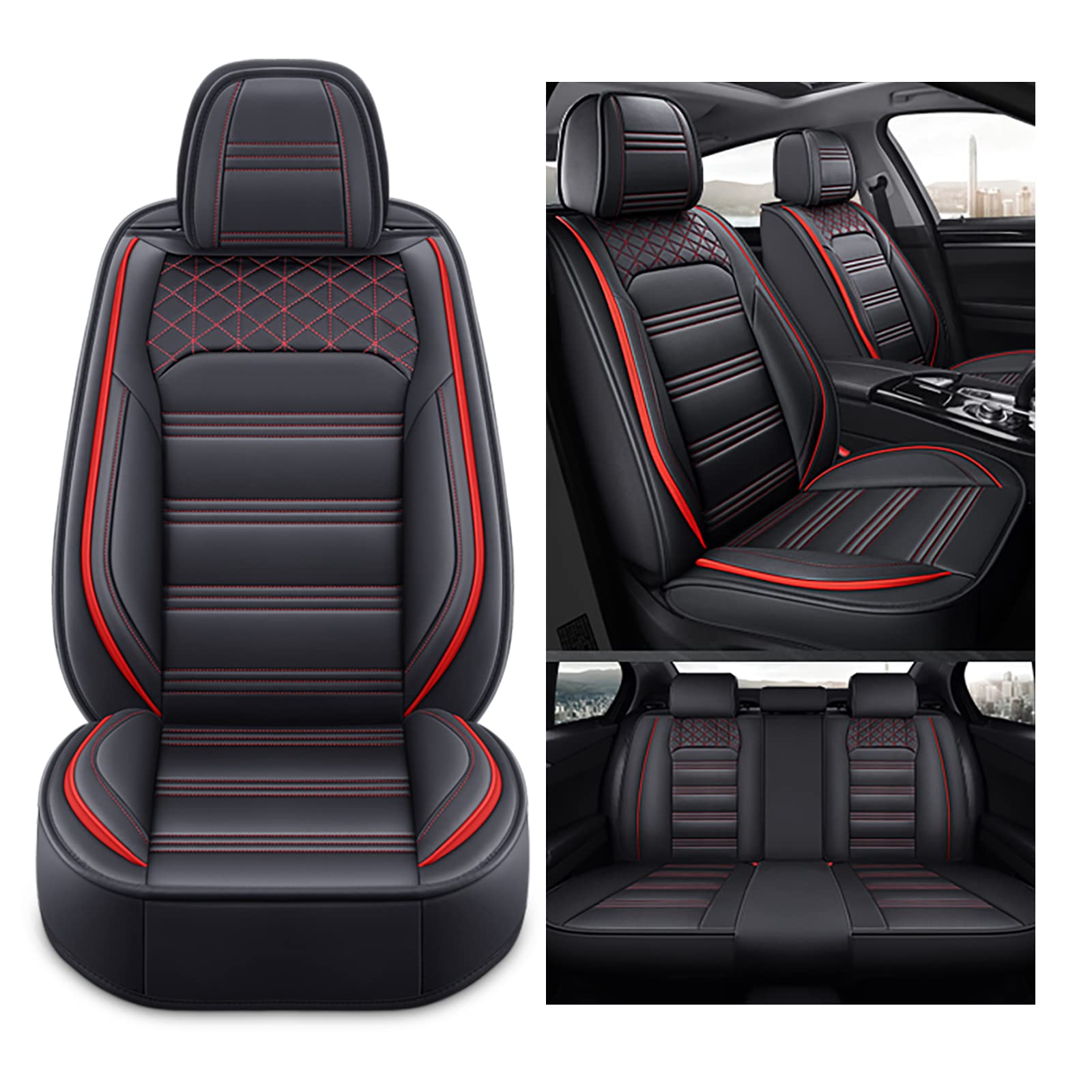 nenyan Autositzbezüge Komplett Set Universal in Premium Design | Schonbezüge für die Vordersitze & Rückbank | Auto Sitzbezüge Airbag Geeignet | Wasserdicht Sitzbezug - Schwarz Rot Standard nenyan Autositzbezüge Komplett Set Universal in Premium Design | Schonbezüge für die Vordersitze & Rückbank | Auto Sitzbezüge Airbag Geeignet | Wasserdicht Sitzbezug - Schwarz Rot Standard von nenyan