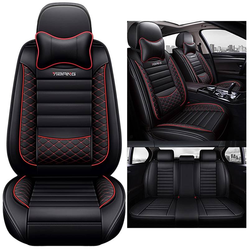 nenyan Autositzbezüge Komplett Set Universal in Premium Design | Schonbezüge für die Vordersitze & Rückbank | Auto Sitzbezüge Airbag Geeignet | Wasserdicht Sitzbezug - Schwarz Rot von nenyan