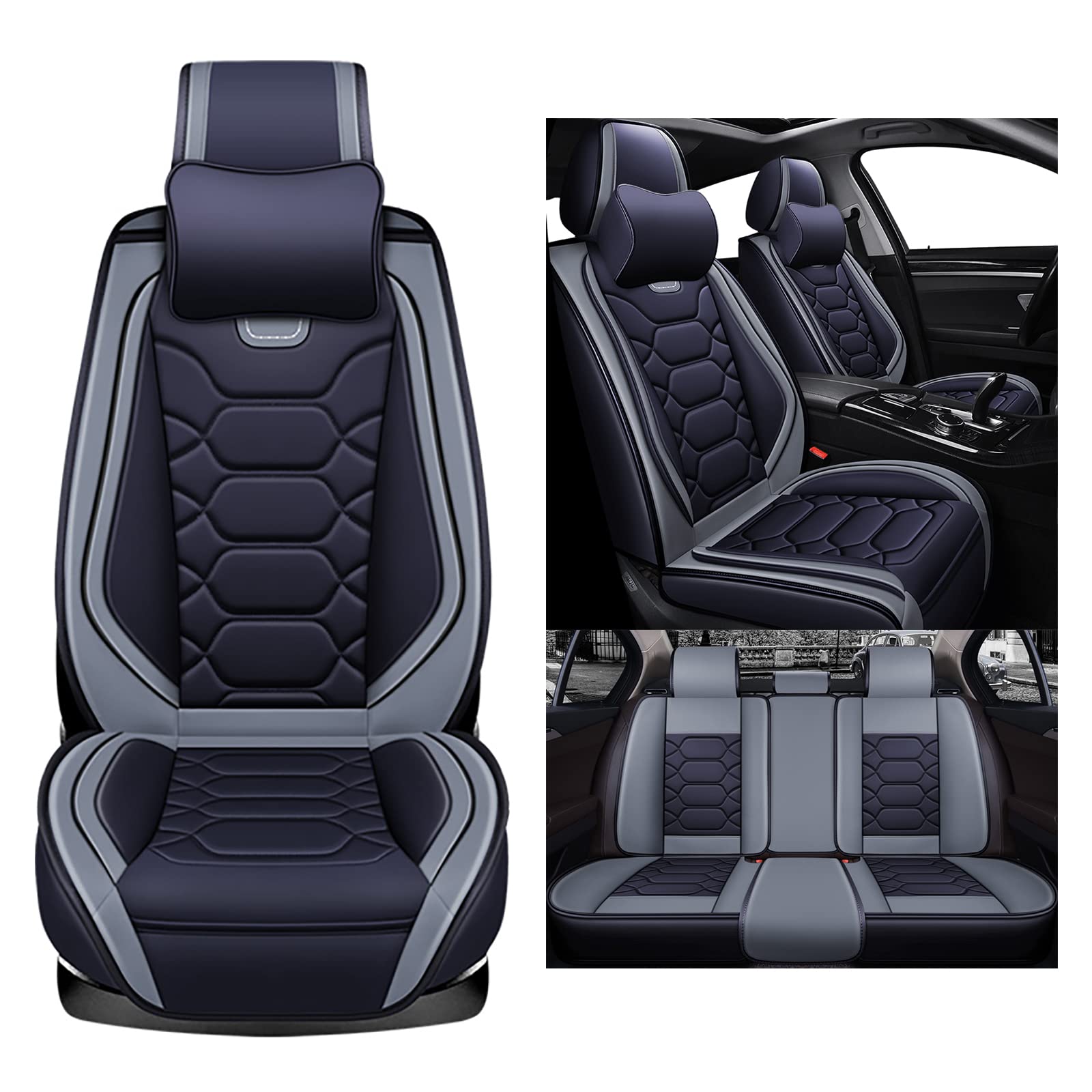 nenyan Autositzbezüge Komplett Set Universal | Schonbezüge für Dacia Jogger Extreme/Logan MCV/Duster Nova | Auto Sitzbezüge Grau von nenyan