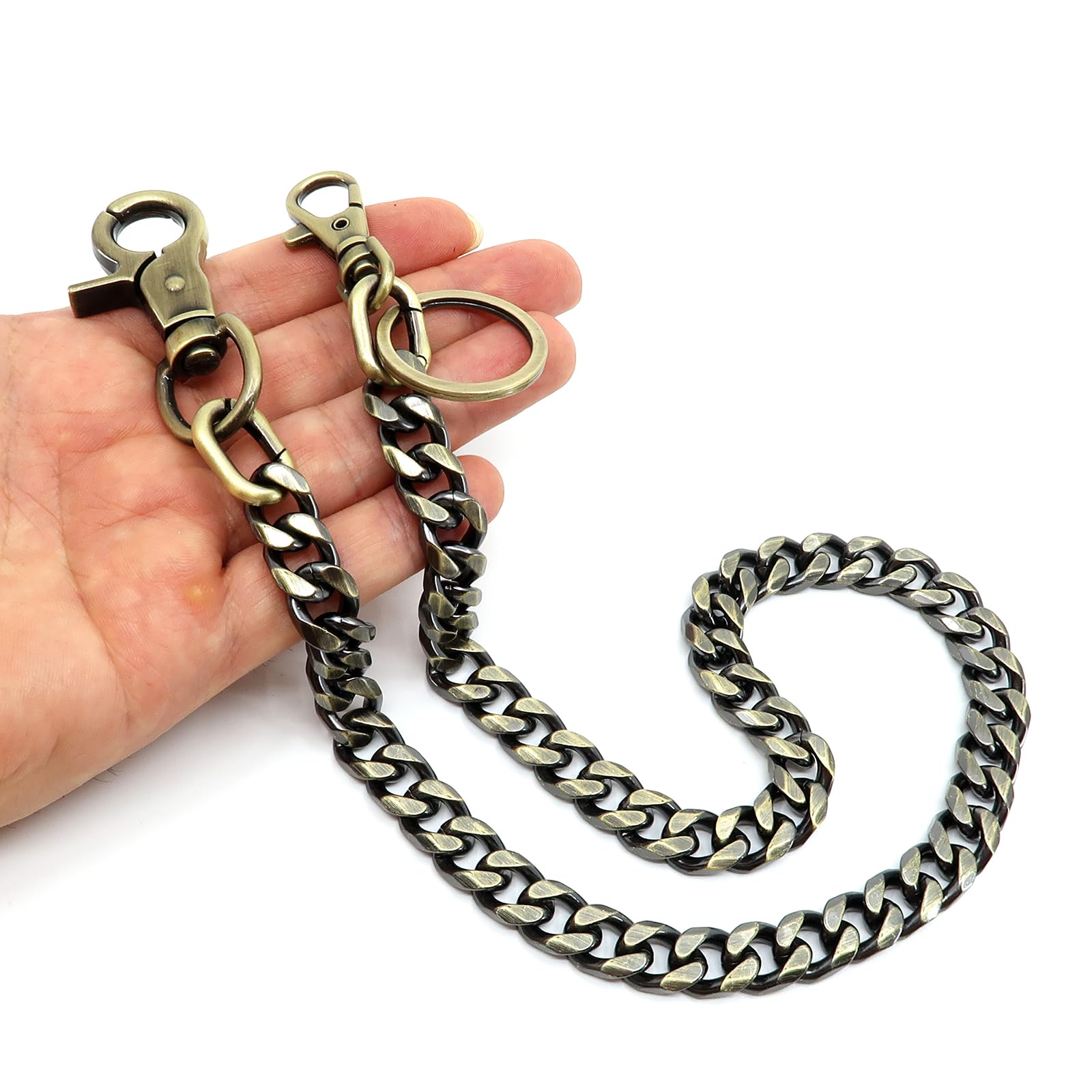 newtro einfache, robuste Leash Biker Schlüssel Geldbörse Kette Trucker Jeans Hose Kette für Herren Silber Schwarz Gold 43,2 cm 61 cm D16 - Schwarz - 43 cm newtro einfache, robuste Leash Biker Schlüssel Geldbörse Kette Trucker Jeans Hose Kette für Herren Silber Schwarz Gold 43,2 cm 61 cm D16 - Schwarz - 43 cm von newtro