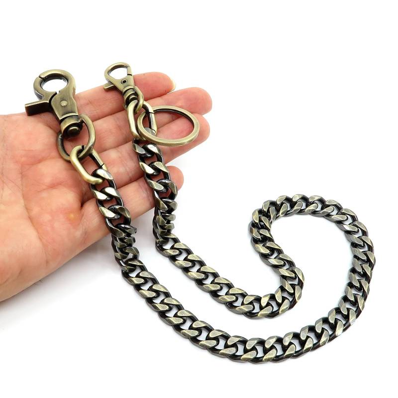 newtro einfache, robuste Leash Biker Schlüssel Geldbörse Kette Trucker Jeans Hose Kette für Herren Silber Schwarz Gold 43,2 cm 61 cm D16 - Schwarz - 43 cm von newtro