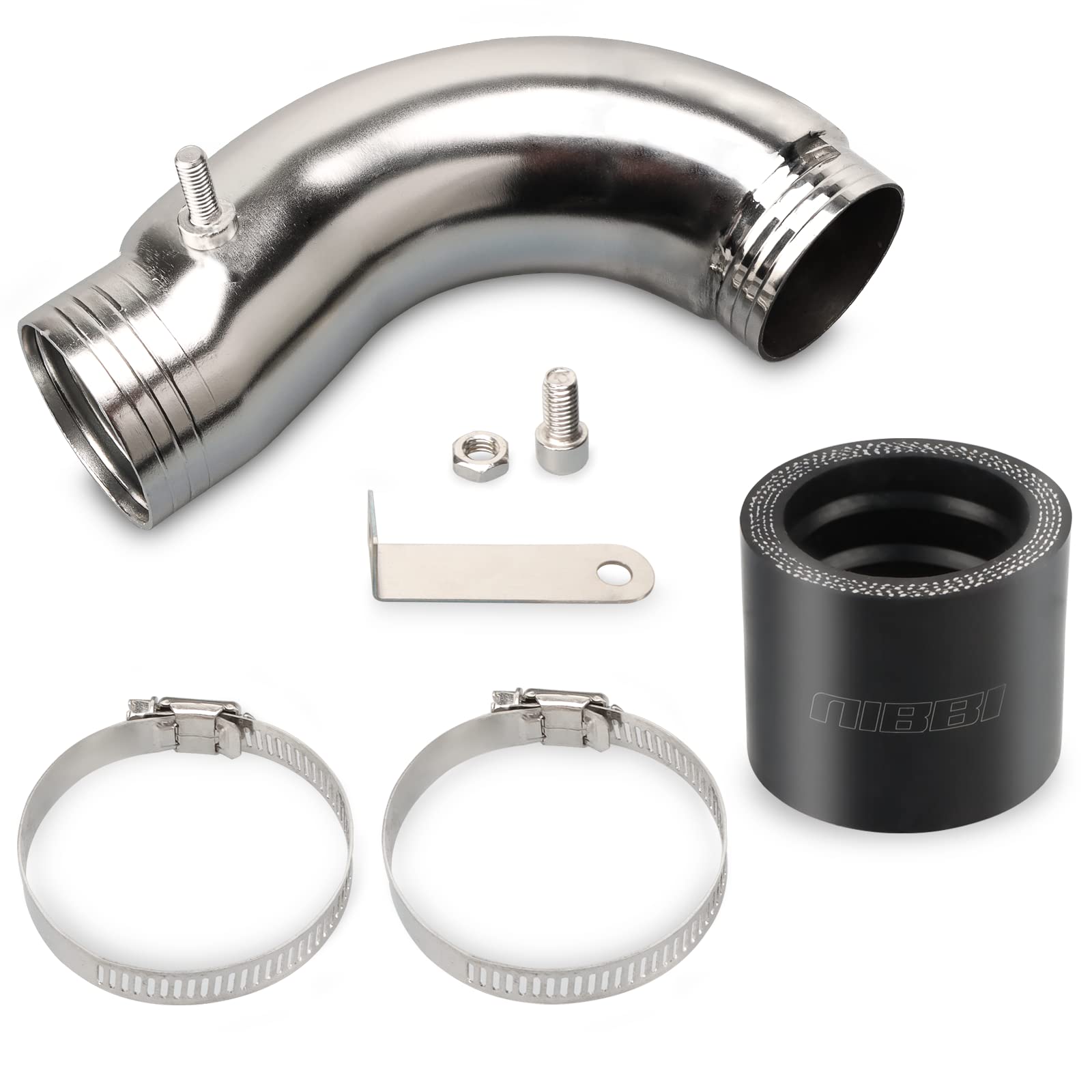 NIBBI Universal Cold Intake Pipe Induction High Flow Rohr, Kaltlufteinlass Fit für GY6 ATV UTV (Stainless Steel) von nibbi