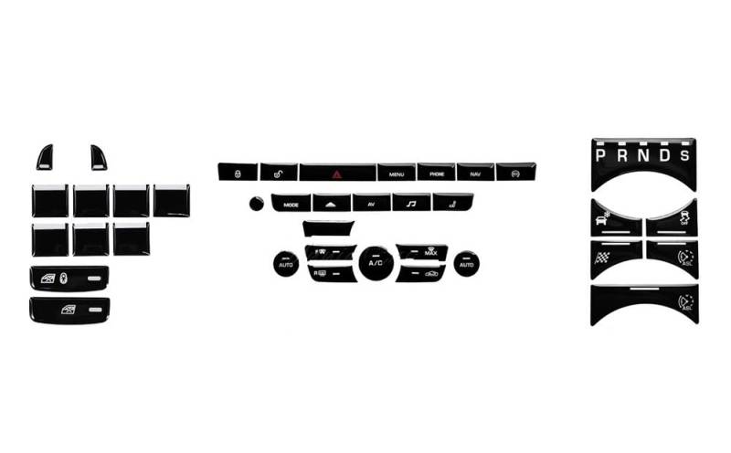 Auto Innenraum Tuning Kompatibel Mit Jaguar Für XJ XJL 2010-2015 Innentastenabdeckung Mittelkonsole Reparaturaufkleber Schwarz Start-Stopp-Schalter Armaturenbrettverkleidung(Set type B) von ningqonggongshi