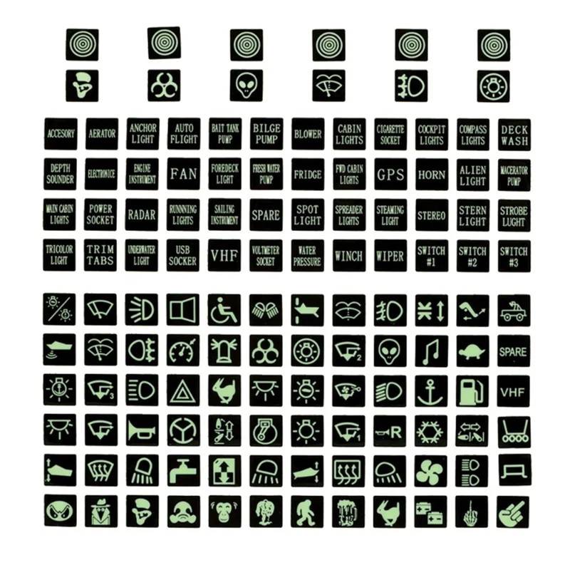 ningqonggongshi Auto Innenraum Tuning Auto-Armaturenbrett-Aufkleber, Fensterheber-Knopf, leuchtende Aufkleber, Aufkleber für Auto-Innenschalter, Fluoreszierende Aufkleber(A) von ningqonggongshi