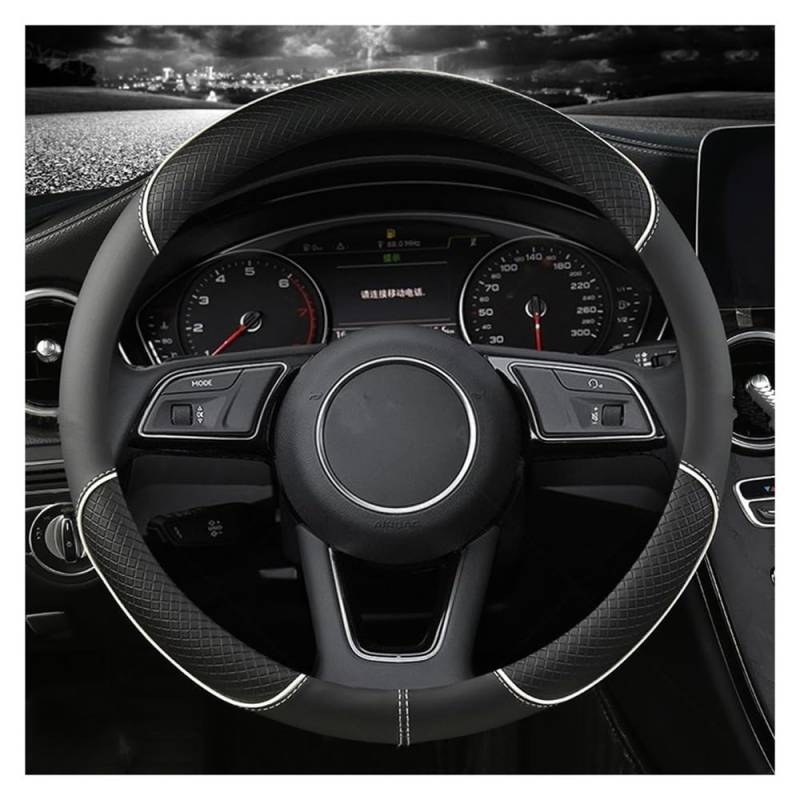 ningqonggongshi Auto Innenraum Tuning Kompatibel Mit A1 A3 A4 A5 A6 A7 A8 Q2 Q3 Q5 Q7 Q8 S4 S3 S5 S6 S8 Für RS6 Für RS4 Auto-Lenkradabdeckung 38 cm 15 Zoll PU(White O Shape) von ningqonggongshi