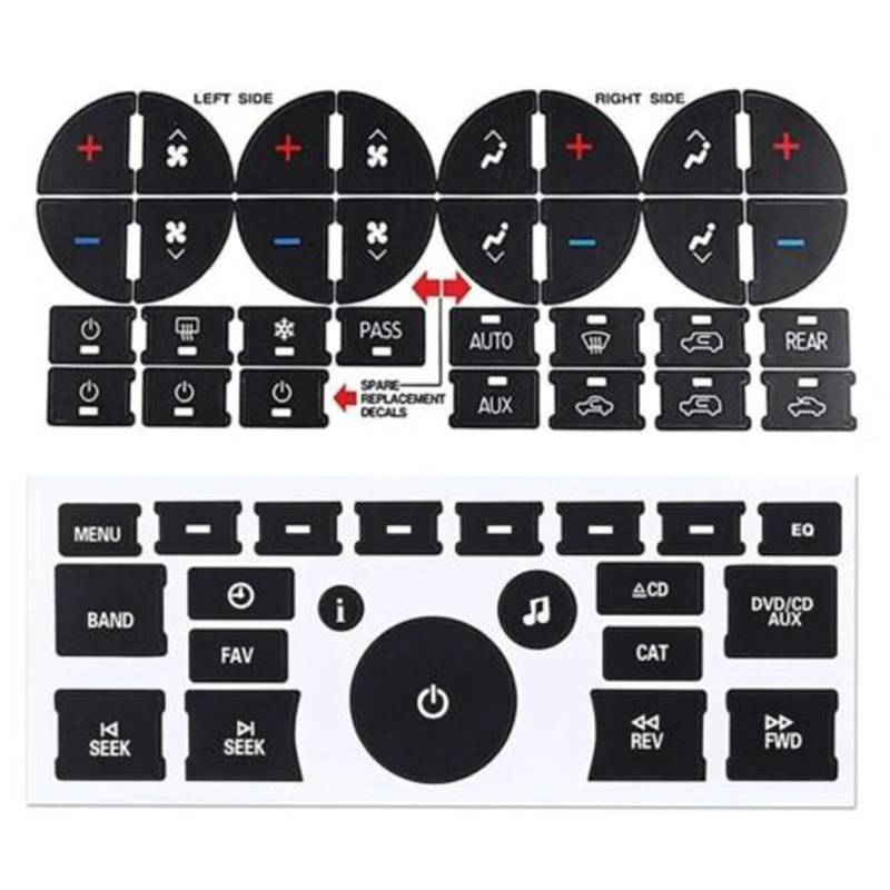 ningqonggongshi Auto Innenraum Tuning Kompatibel Mit Chevrolet Für 1500 2500 3500 Trucks 2006–2014, Autoradio-Armaturenbrett-Bedienknopf-Reparatur-Aufkleber, Dekorativer Aufkleber, A/C-Dekor von ningqonggongshi