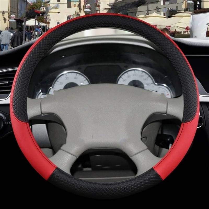 ningqonggongshi Auto Innenraum Tuning Kompatibel Mit Citroen Für C-Elysee Für C Elysee 9 Farben Auto-Lenkradbezug PU Rutschfestes Auto-Zubehör(O Shape Red) von ningqonggongshi