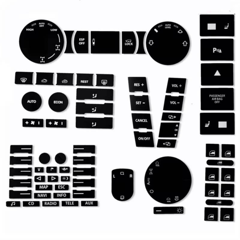 ningqonggongshi Auto Innenraum Tuning Kompatibel Mit VW Für Touareg 2004 2005 2006 2007 2008 2009 Auto Front Radio Button Aufkleber Aufkleber Navigation Reparatur Set von ningqonggongshi