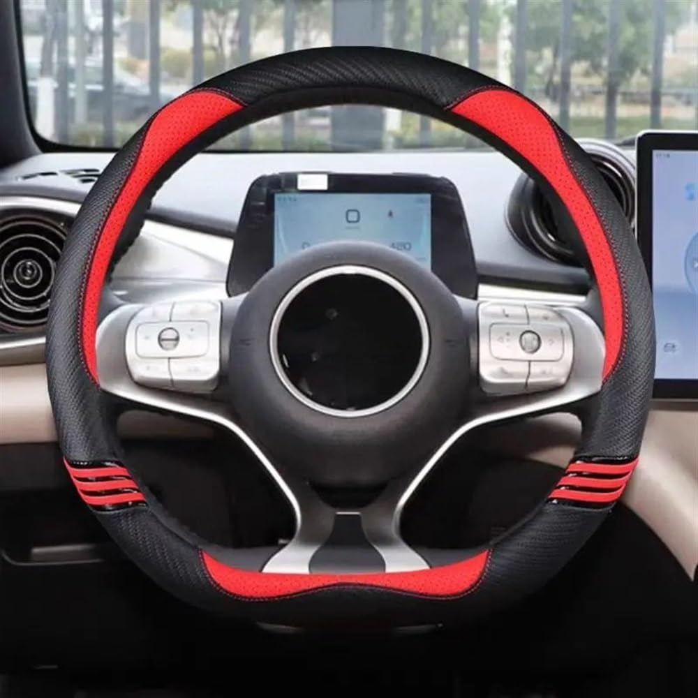 ningqonggongshi Auto Innenraum Tuning Kompatibel mit BYD Für Atto 3 Für EV Für Yuan Plus 2022 2023 PU Sport D Form Auto Lenkrad Abdeckung(RED) von ningqonggongshi