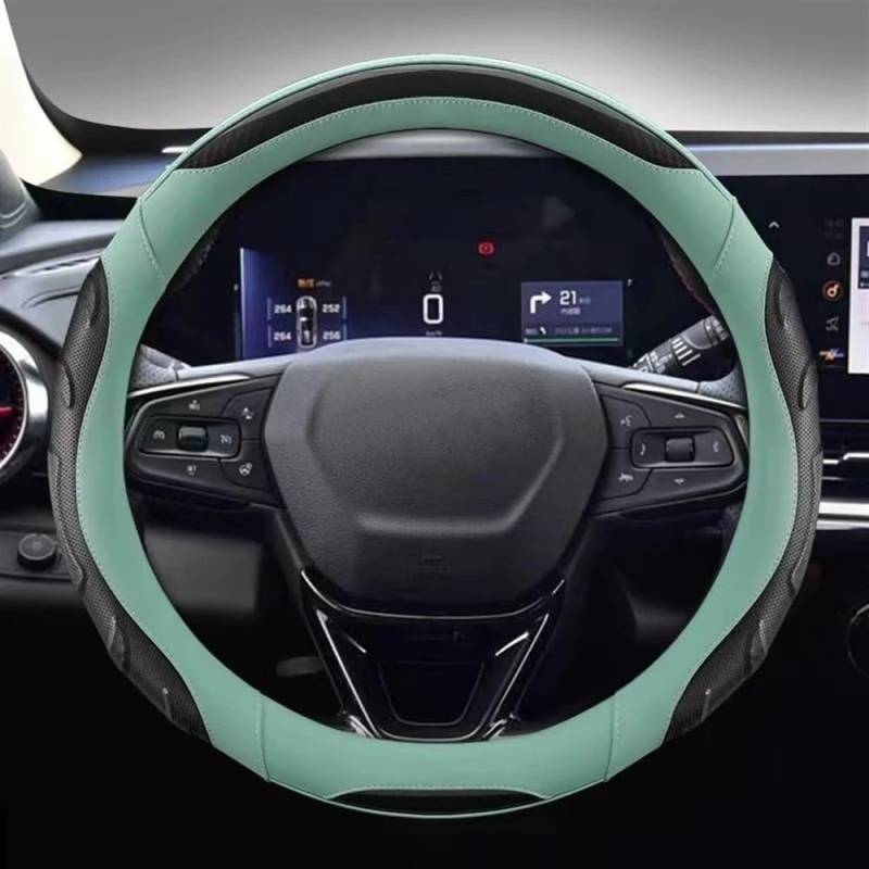 ningqonggongshi Auto Innenraum Tuning Kompatibel mit Chevrolet für Cruze für Malibu für Sail für Spark PU Auto Lenkräder Abdeckung 38 cm 15 Zoll(Green) von ningqonggongshi