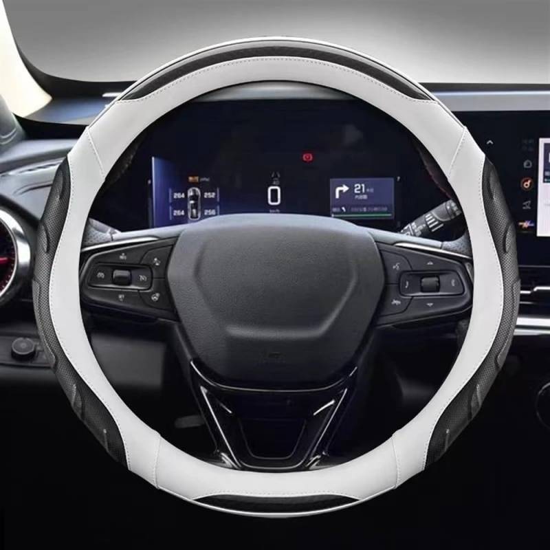 ningqonggongshi Auto Innenraum Tuning Kompatibel mit Chevrolet für Cruze für Malibu für Sail für Spark PU Auto Lenkräder Abdeckung 38 cm 15 Zoll(White) von ningqonggongshi