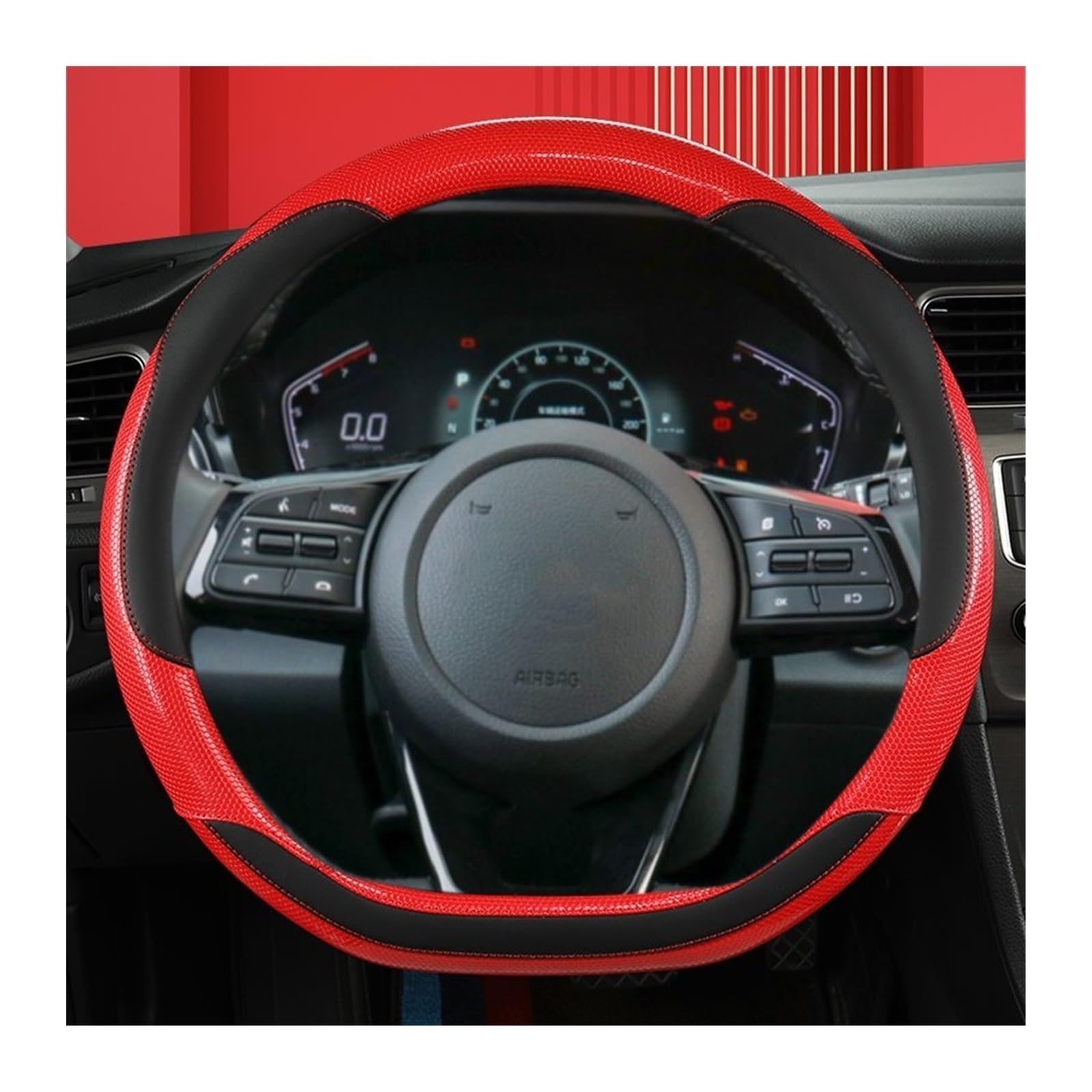 ningqonggongshi Auto Innenraum Tuning Kompatibel mit Kia Für KX5 Für Sportage 4 Für MK4 2017 2018 2019 2020 2021 D Form Auto Lenkrad Abdeckung PU Schutz Innen(4) von ningqonggongshi