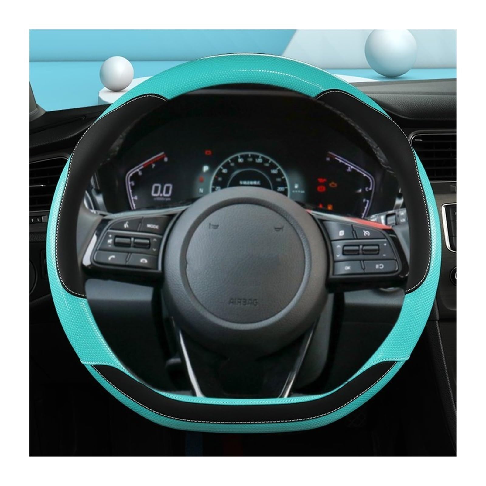 ningqonggongshi Auto Innenraum Tuning Kompatibel mit Kia Für Stonic Für KX1 2017 2018 2019 2020 2021 Für K3 Für K5 2022 D Form Auto Lenkrad Abdeckung PU Schutz Innen(2) von ningqonggongshi