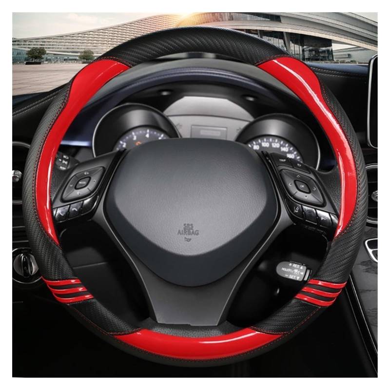 ningqonggongshi Auto Innenraum Tuning Kompatibel mit Toyota Für C-HR 2017 2020 2021 2022 Für Izoa 2018 2019 2021 Carbon Faser PU Sport Auto Lenkrad Abdeckung Auto Zubehör(5) von ningqonggongshi