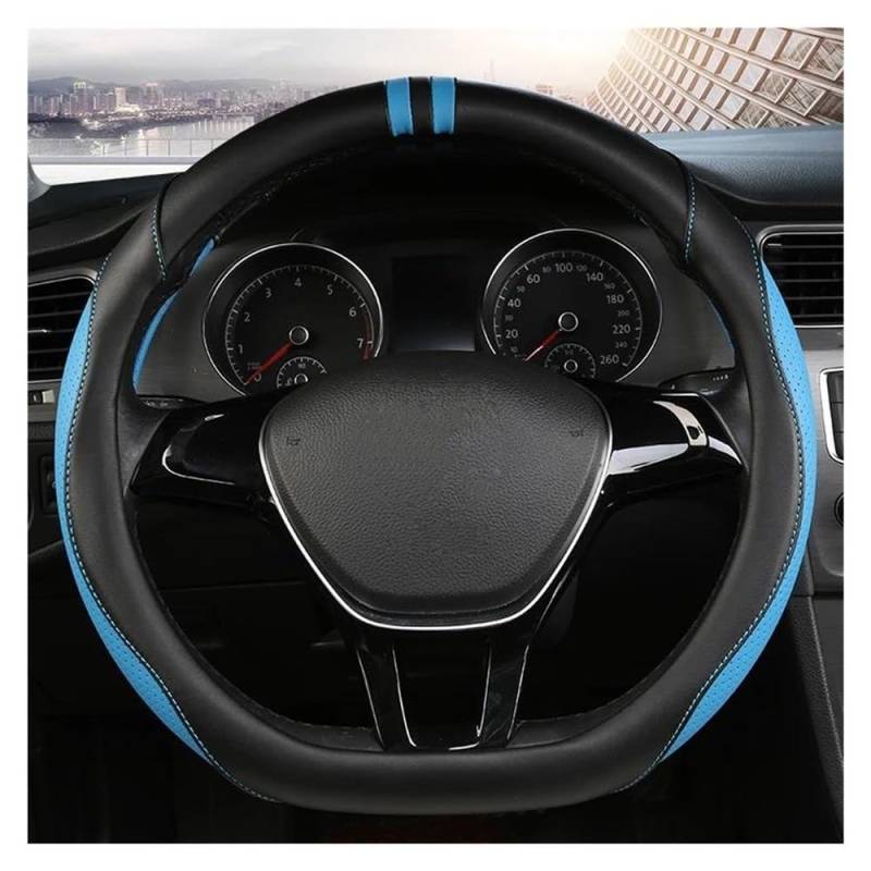 ningqonggongshi Auto Innenraum Tuning Kompatibel mit VW für Phideon für Polo Up für Vento 38 cm PU D-Form Auto-Lenkräder Abdeckung Auto-Innenraum(Blue) von ningqonggongshi