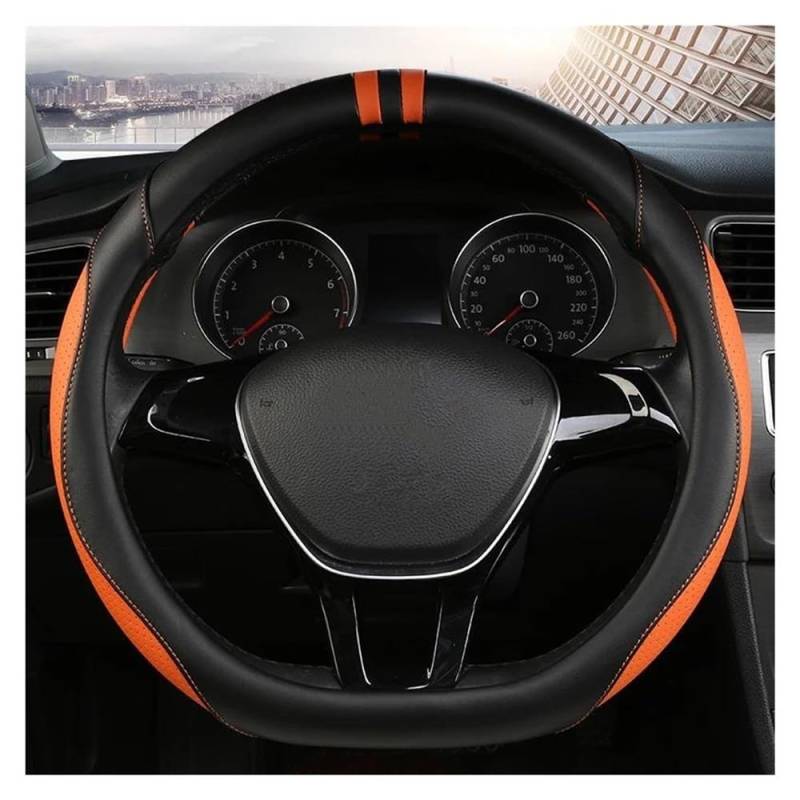 ningqonggongshi Auto Innenraum Tuning Kompatibel mit VW für Phideon für Polo Up für Vento 38 cm PU D-Form Auto-Lenkräder Abdeckung Auto-Innenraum(Orange) von ningqonggongshi