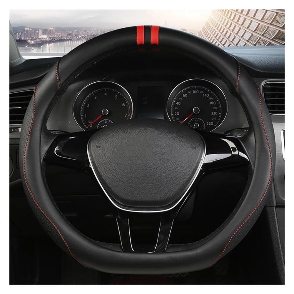 ningqonggongshi Auto Innenraum Tuning Kompatibel mit VW für Phideon für Polo Up für Vento 38 cm PU D-Form Auto-Lenkräder Abdeckung Auto-Innenraum(Red) von ningqonggongshi