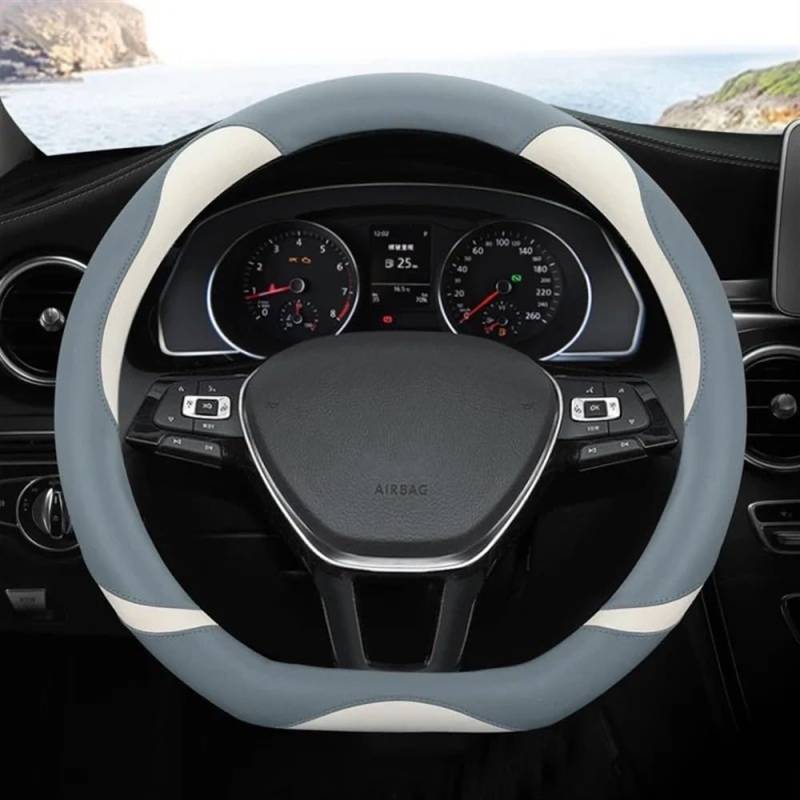 ningqonggongshi Auto Innenraum Tuning Kompatibel mit VW für Santana 2016 2017 2018 2019 202 02021 2022 D-förmige PU-Autolenkradabdeckung Autozubehör(Gray) von ningqonggongshi