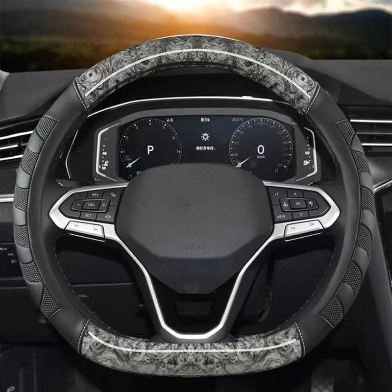 ningqonggongshi Auto Innenraum Tuning Kompatibel mit VW für Santana 2016–2021 für Tiguan 2015–2021 D-förmige Auto-Lenkradabdeckung PU-Lenkradnaben(Gray) von ningqonggongshi