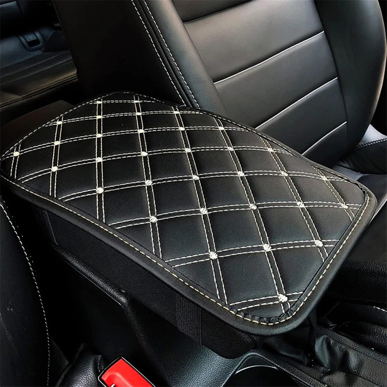 ningqonggongshi Auto Innenraum Tuning PU Auto Armlehne Matte Universal Innen Auto Armlehnen Lagerung Box Matten wasserdichte Kissen Abdeckung Armlehne Schutz Innen(1) von ningqonggongshi