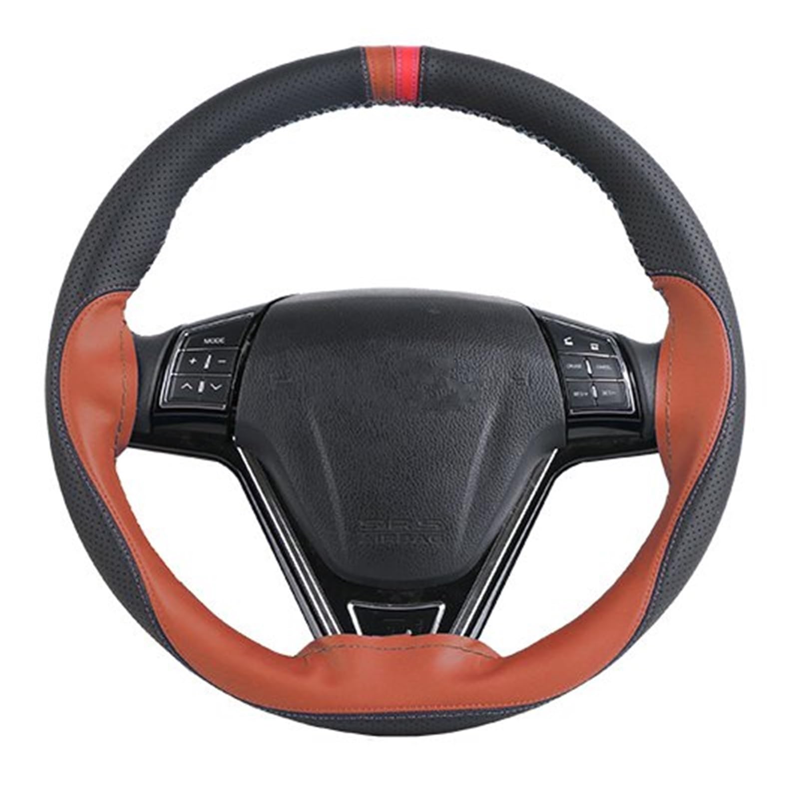 ningqonggongshi Auto Innenraum Tuning rutschfeste atmungsaktive weiche PU-Auto-Lenkradabdeckung 38 cm Lenkrad mit Nadeln und Faden Auto-Innenausstattung,(3) von ningqonggongshi