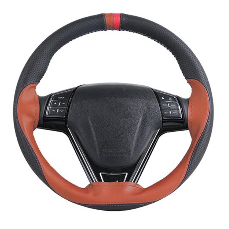 ningqonggongshi Auto Innenraum Tuning rutschfeste atmungsaktive weiche PU-Auto-Lenkradabdeckung 38 cm Lenkrad mit Nadeln und Faden Auto-Innenausstattung,(3) von ningqonggongshi