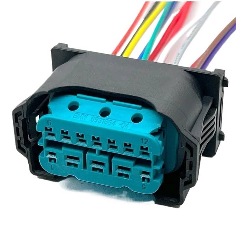 ningqonggongshi Kfz Sensorstecker 12 Pin Auto Lampe Scheinwerfer Stecker Kabelbaum Auto Wasserdichten Stecker 61132359991 1-1452335-1 1-1452334-1(12Pin Blue) von ningqonggongshi