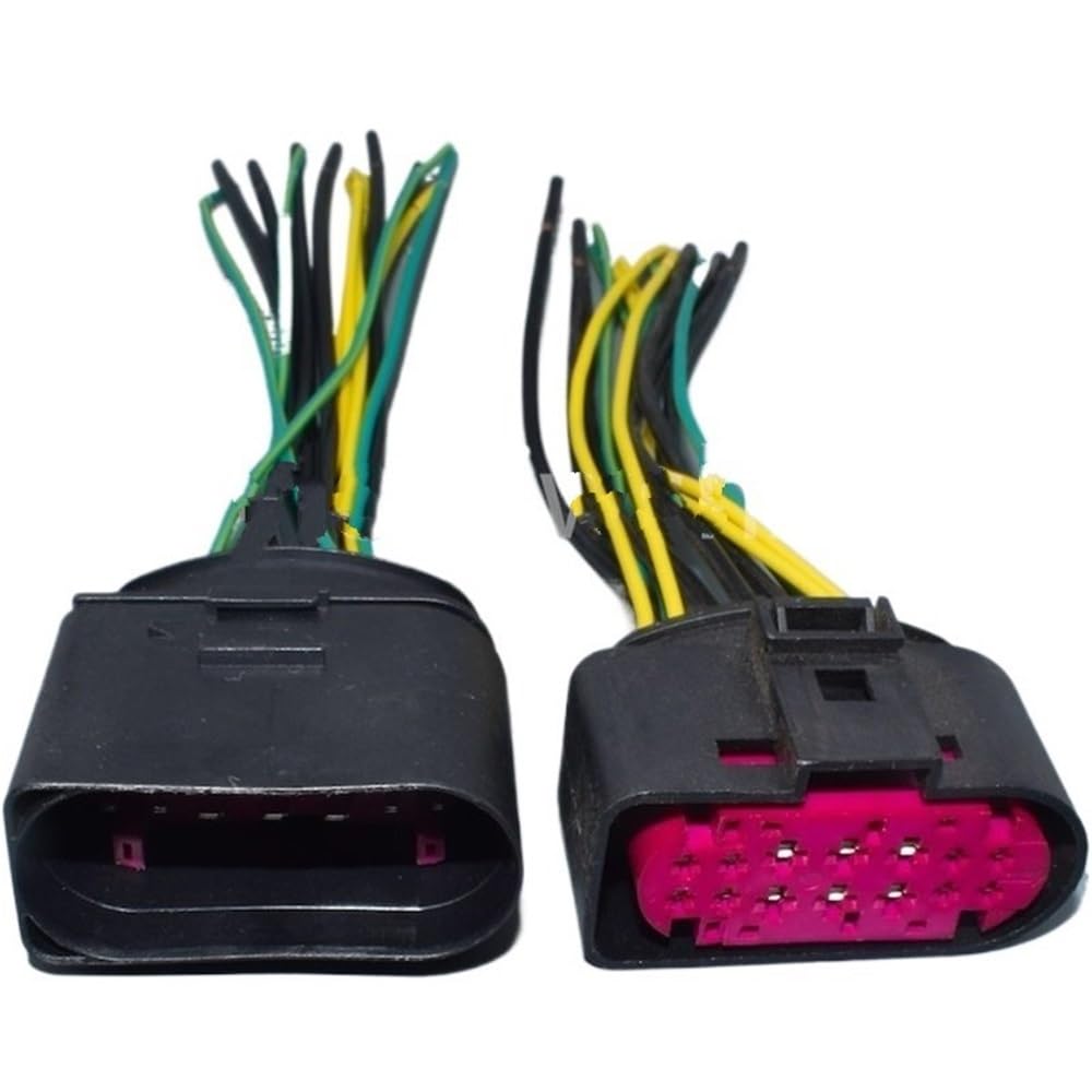 ningqonggongshi Kfz Sensorstecker Kompatibel Mit A3 A4 Q3 Q5 14-polig Wasserdicht Für Xenon-Scheinwerfer Lampenstecker Buchse 1J0973737 1J0973837 Mit Kabel(1pair Female Male) von ningqonggongshi