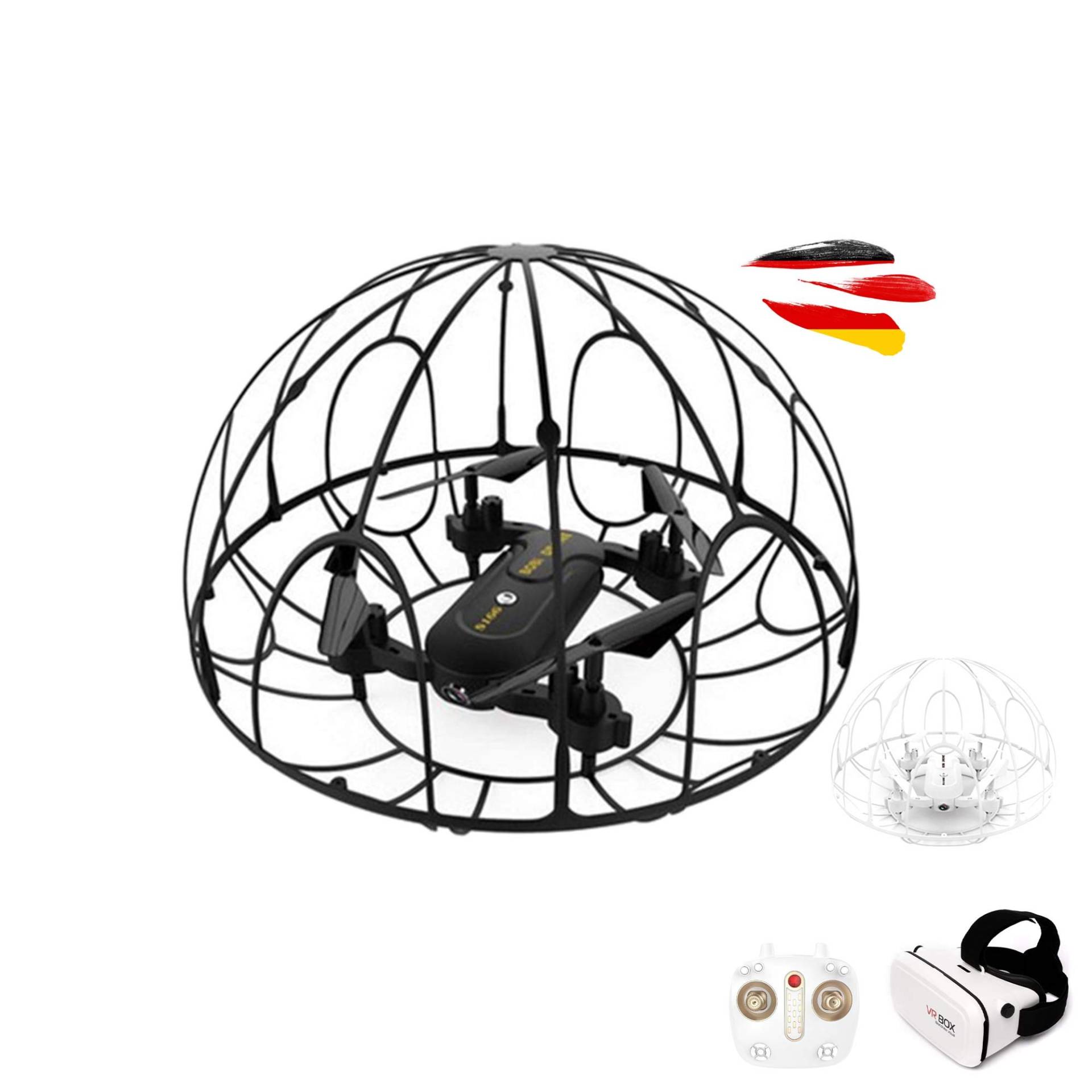RC ferngesteuerte 4-Kanal mini Drohne mit FPV WiFi Kamera für Live-Videos auf Smartphone und VR-Brille, 3D-Flip Flying-Ball LED Drone mit Schutz-Käfig, Spielzeug Quadrocopter für Kinder und Erwachsene RC ferngesteuerte 4-Kanal mini Drohne mit FPV WiFi Kamera für Live-Videos auf Smartphone und VR-Brille, 3D-Flip Flying-Ball LED Drone mit Schutz-Käfig, Spielzeug Quadrocopter für Kinder und Erwachsene von njoyn