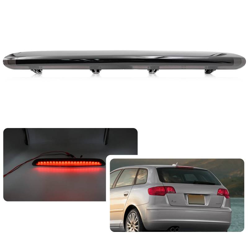njssjd 1 x rauchfarbene LED-Bremsleuchte, hohe Halterung, Bremslicht für A-udi A3 S3 Sportback 2004–2013, Heckklappe, hohe dritte Bremsleuchte von njssjd