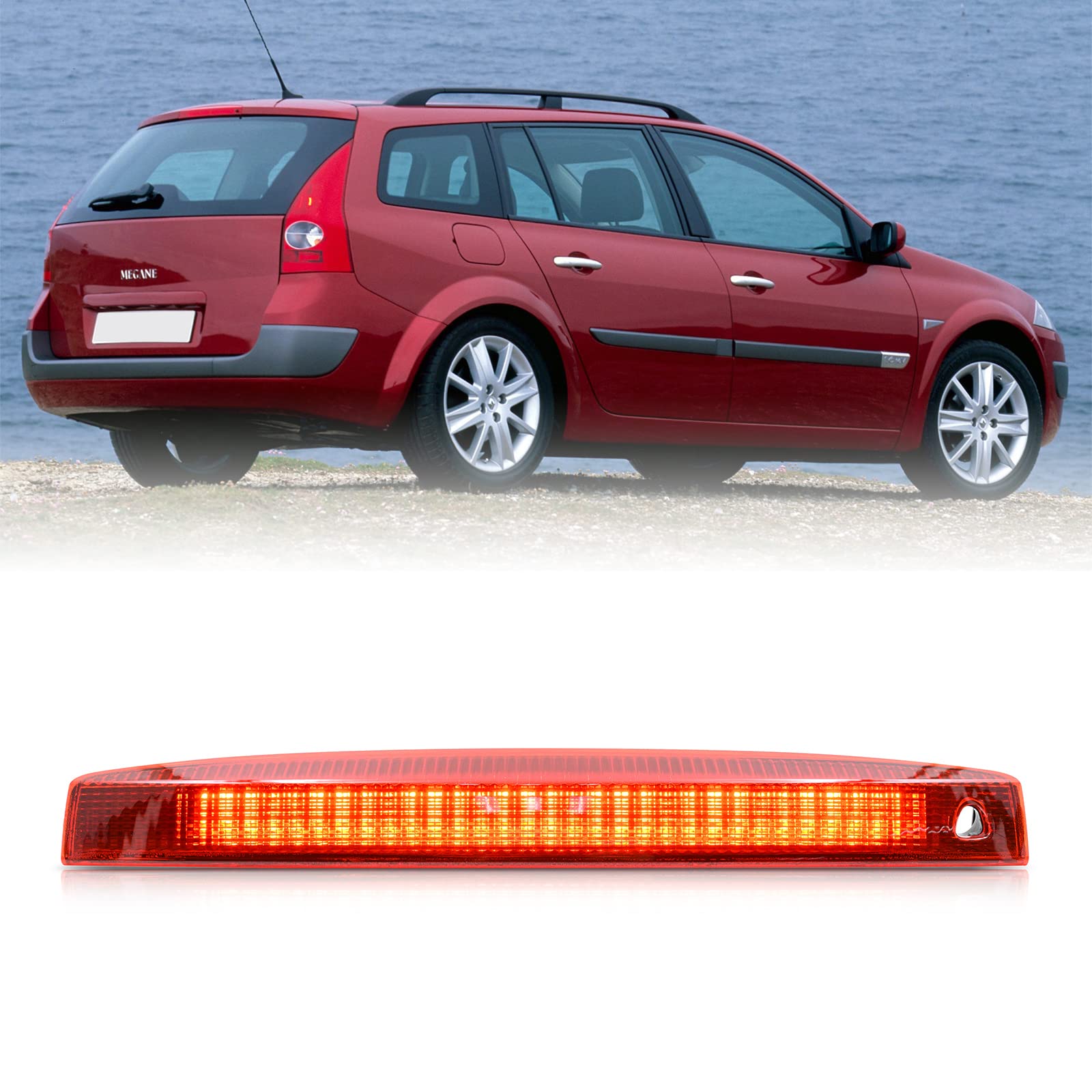 njssjd 1 x rote Linse LED Hinten Dritte Bremslicht CHMSL Center High Mount Bremslicht Für MK2 Renault Megane II Kombi 2003 2004 2005 2006 2007 2008 2009 von njssjd