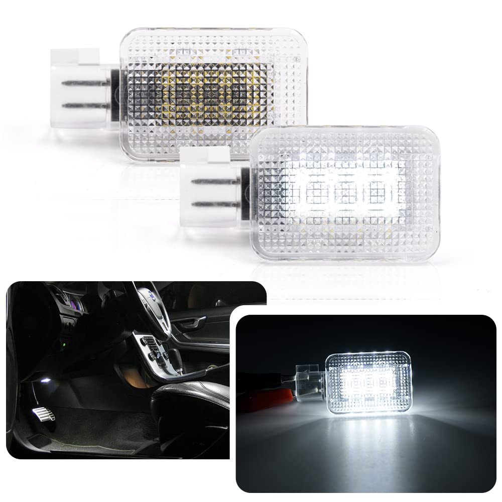 njssjd 2 x LED-Fußraum-Innenbeleuchtung für Volvo XC60 S60 V60 C30 V50 SMD Xenon Weiß LED Fußraum Willkommen unter dem Armaturenbrett von njssjd