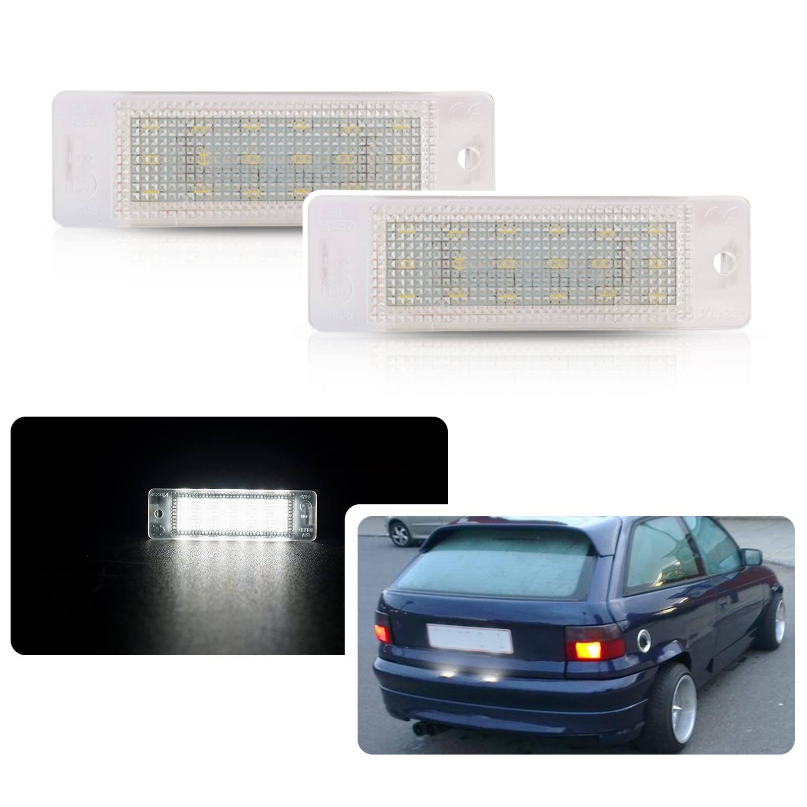 2 x LED-Kennzeichenbeleuchtung für Astra F MKIII GSI 1992–1998 für Calibra 1989–1997 Auto Auto Heckleuchte OEM: 1224102, 90241129 von njssjd