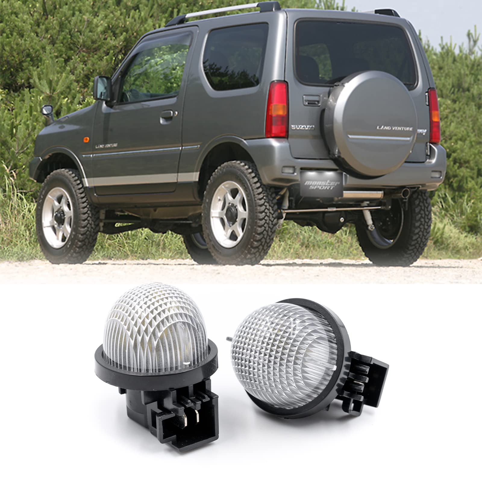 njssjd Xenon-weiße LED-Kennzeichenbeleuchtung für Suzuki Jimny JB Alto HA Carry Pickup Grand Vitara Swift Wagon R MC Opel Agila, 2 Stück von njssjd