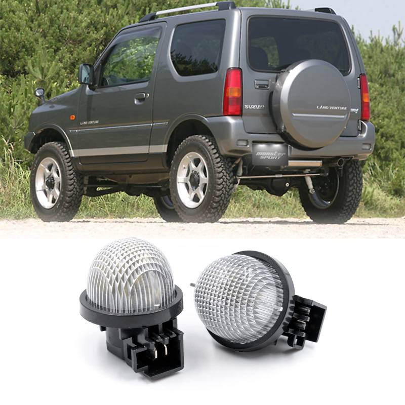 njssjd 2 x Xenon-LED-Kennzeichenbeleuchtung für Suzuki Jimny JB Alto HA Carry Pickup Grand Vitara Swift Wagon R MC Opel Agila von njssjd