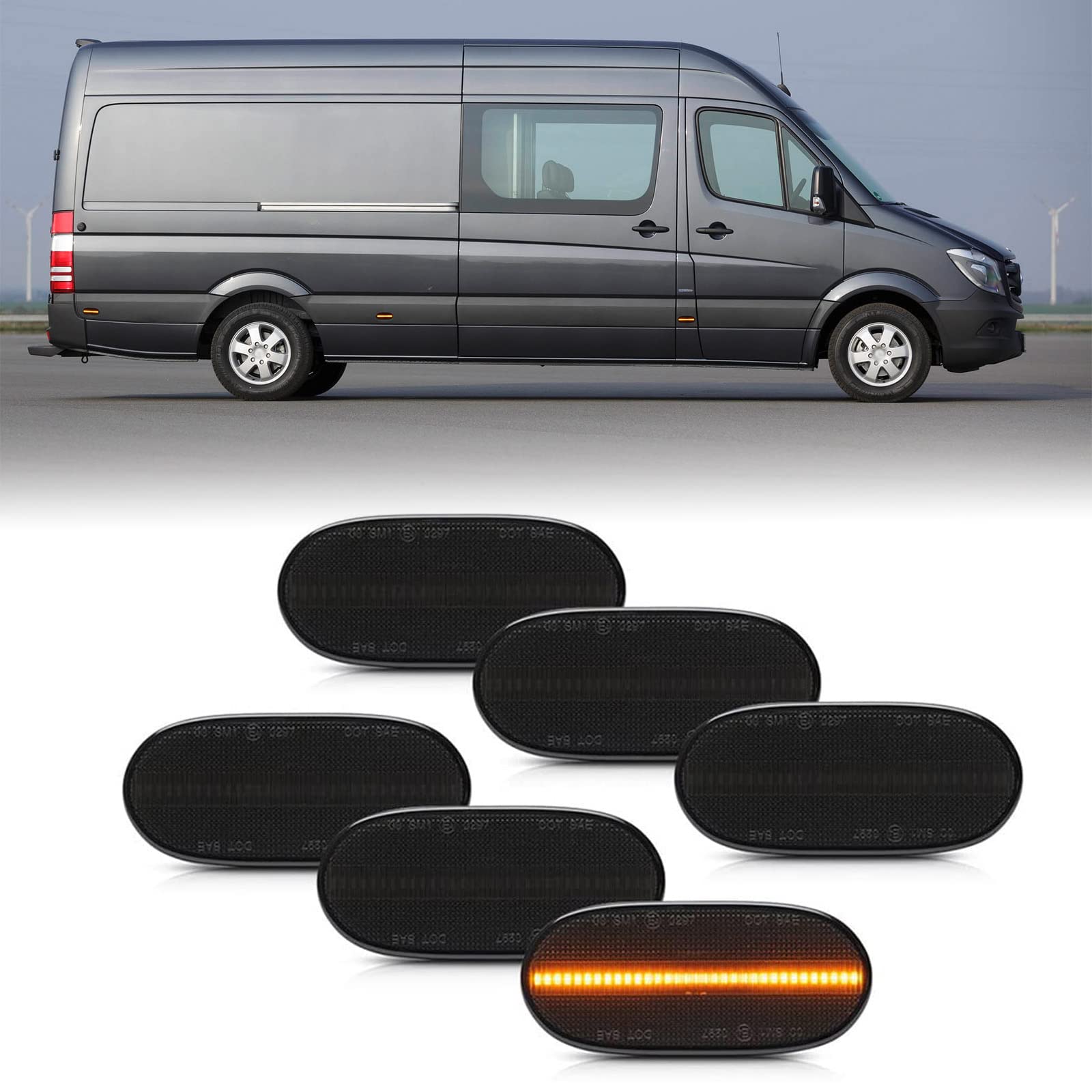 njssjd 6 x LED-Seitenmarkierungsleuchten 12-24 V gelbe Blinker für M'ercedes B'enz Sprinter W906 Volks Crafter 2E 2F gesmokte Lence-LED-Umrissleuchten ersetzen die serienmäßige Halogenbirnenbaugruppe njssjd 6 x LED-Seitenmarkierungsleuchten 12-24 V gelbe Blinker für M'ercedes B'enz Sprinter W906 Volks Crafter 2E 2F gesmokte Lence-LED-Umrissleuchten ersetzen die serienmäßige Halogenbirnenbaugruppe von njssjd