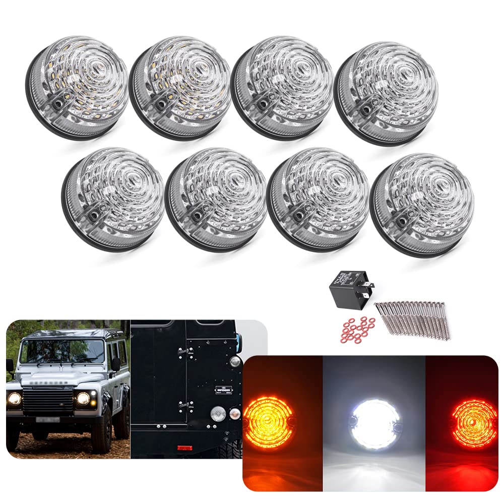 8 x 73 mm klare Linse Defender LED Licht Upgrade Kit Bernstein Blinker vorne weiß Seitenlicht hinten rot Stop Rücklicht für Land Rover Defender 90 110 8 x 73 mm klare Linse Defender LED Licht Upgrade Kit Bernstein Blinker vorne weiß Seitenlicht hinten rot Stop Rücklicht für Land Rover Defender 90 110 von njssjd