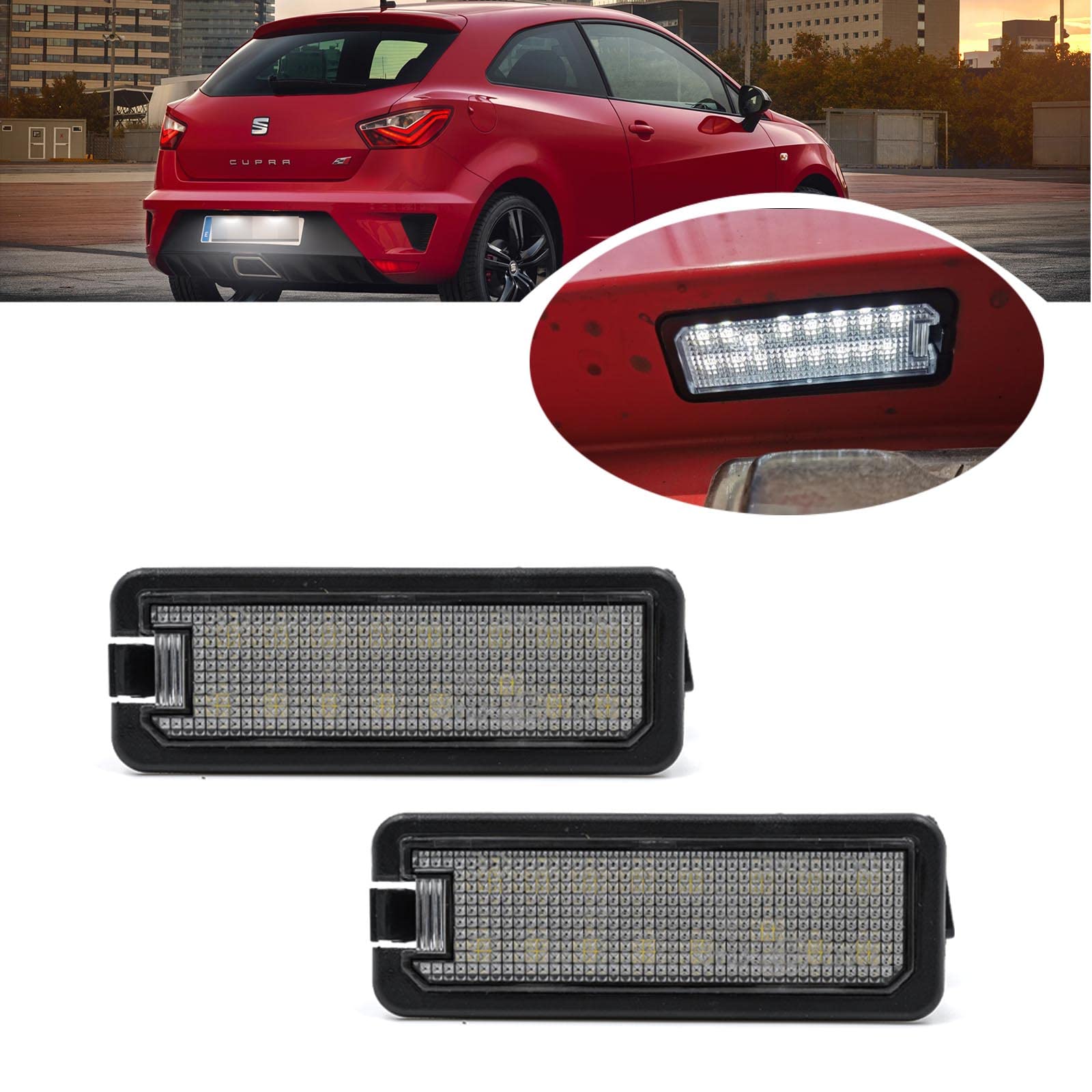 Canbus LED-Kennzeichenbeleuchtung für Seat Ibiza FR Cupra MK4 IV Altea XL 6000 K Xenon-weiße LED-Rückleuchten von njssjd