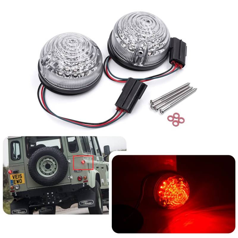 njssjd Defender LED Rücklicht - 2 Stück 73mm Klarglas Rot Hinten Led Rücklicht Bremsleuchten für Land Rover 90 110 1983-1990 Defender 1990-2016 von njssjd
