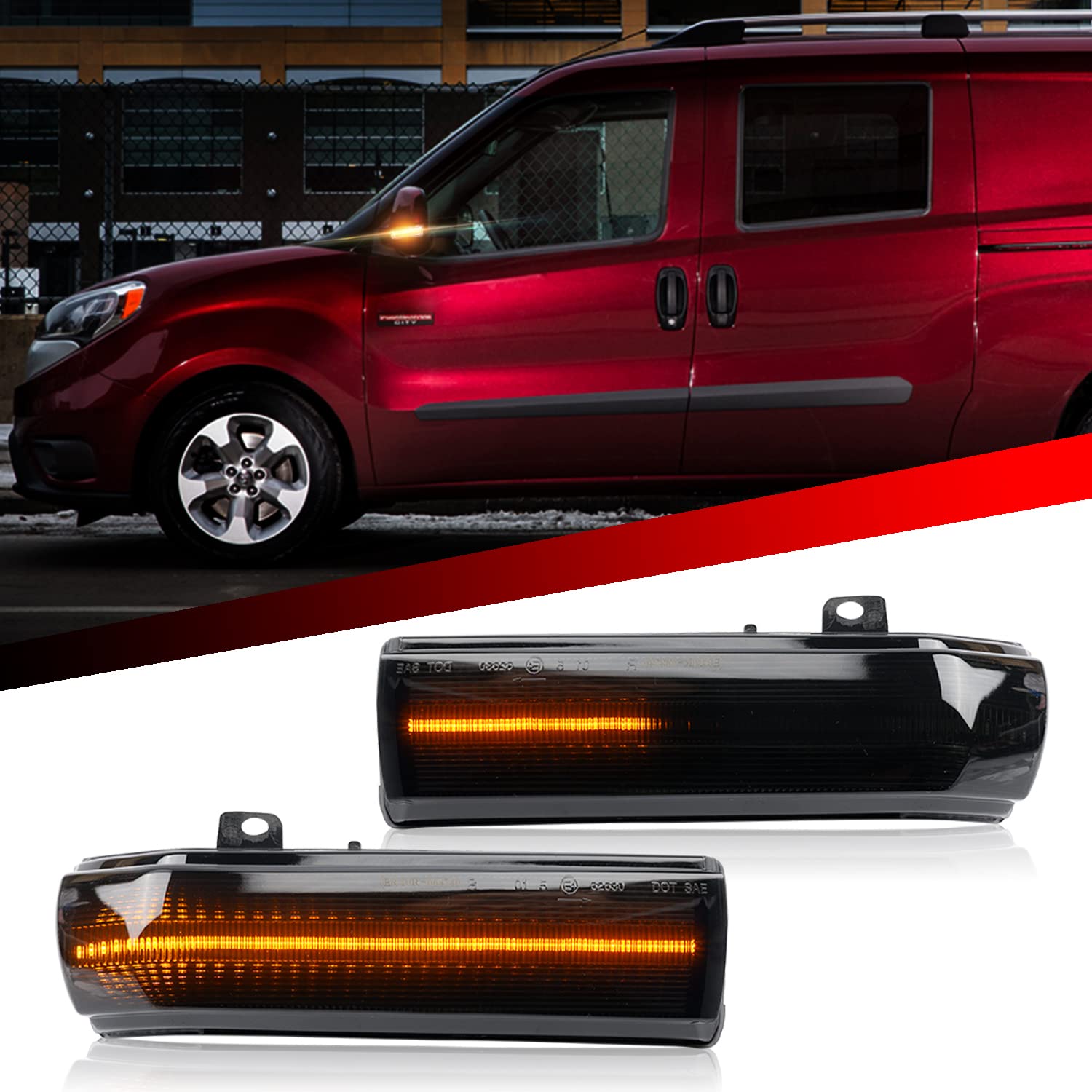 njssjd Dynamische LED-Außenspiegel-Blinker, kompatibel mit 2010–2022 F.iat Doblo, 2012–2022 Opel Combo Amber Sequentielle Seitenspiegel Blinker Lampe Repeater Blinker von njssjd