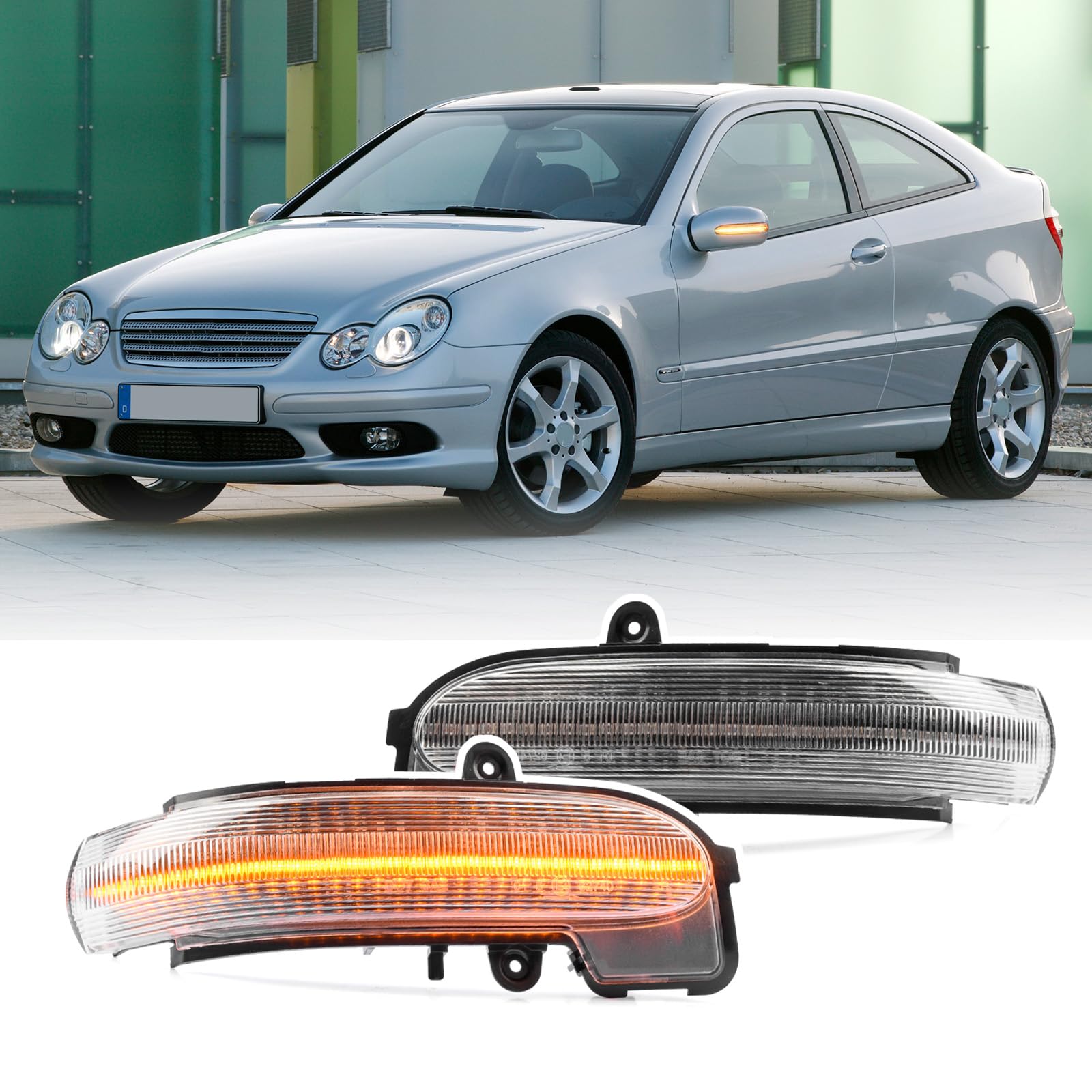 njssjd Dynamische LED-Seitenspiegelanzeige Sequentieller Blinker Blinker für M-Ercedes Benz C-Klasse W203 S203 2000-2007 CL203 2001-2007 von njssjd