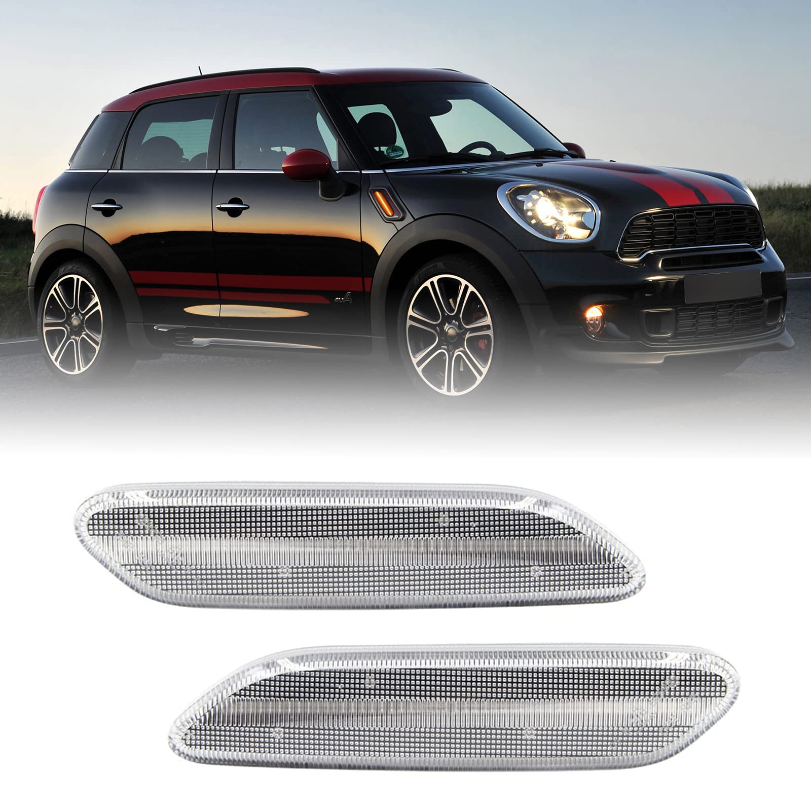 Euro Clear Lens LED Seitenblinker Blinker Front Fender Side Repeater Lights for 2012-2016 Mini Cooper R60 Countryman R61 Paceman von njssjd