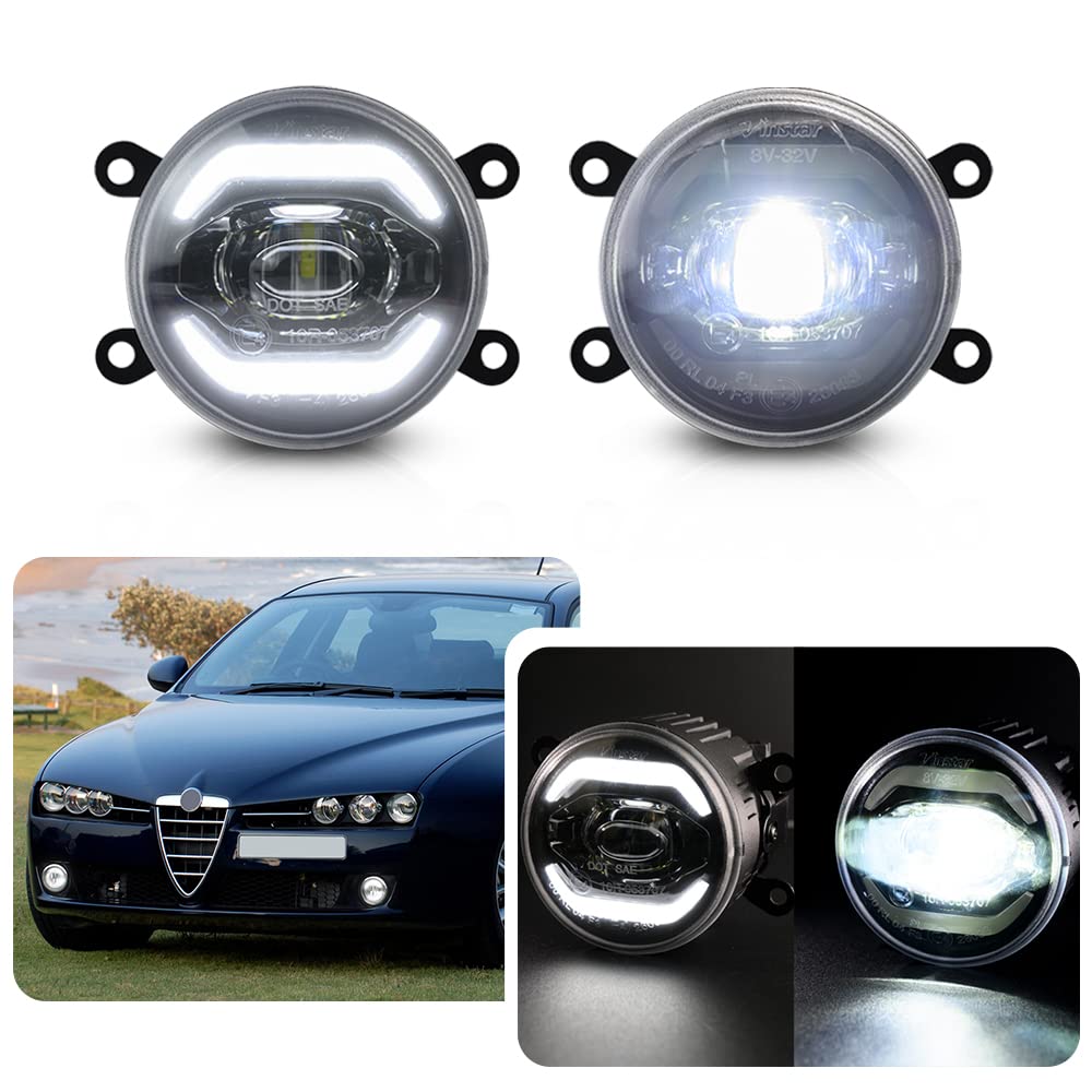 LED DRL Tagfahrlicht Nebelscheinwerfer Montage für Alfa Romeo Giulia Stelvio Brera 156 159 Spider 939 6000K Hellweiß Wasserdicht E-Prüfzeichen Zertifizierung Canbus Fehlerfrei von njssjd