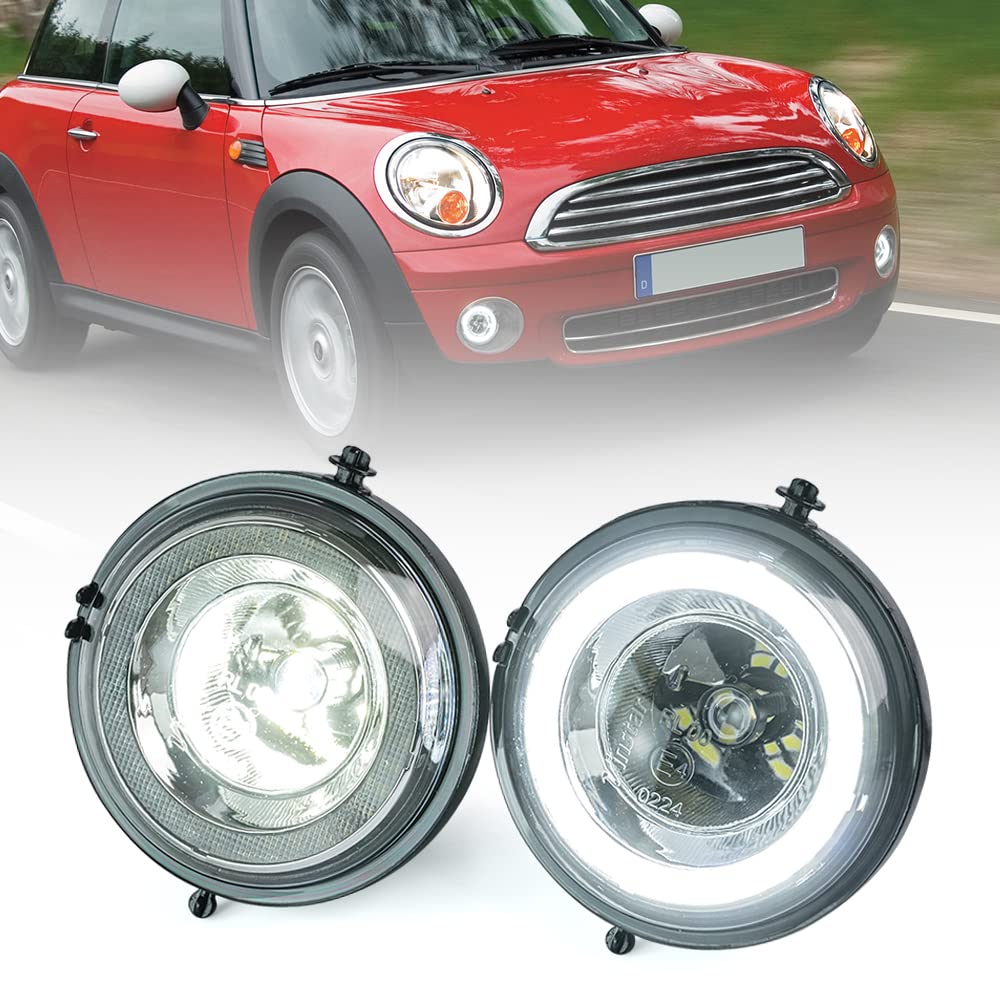 njssjd LED Halo Ring DRL Tagfahrlicht mit H11 Nebelscheinwerfer für Mini Cooper R55 Clubman R56 R58 Coupe R57 Cabrio R59 Roadster R60 Countryman R61 Paceman von njssjd